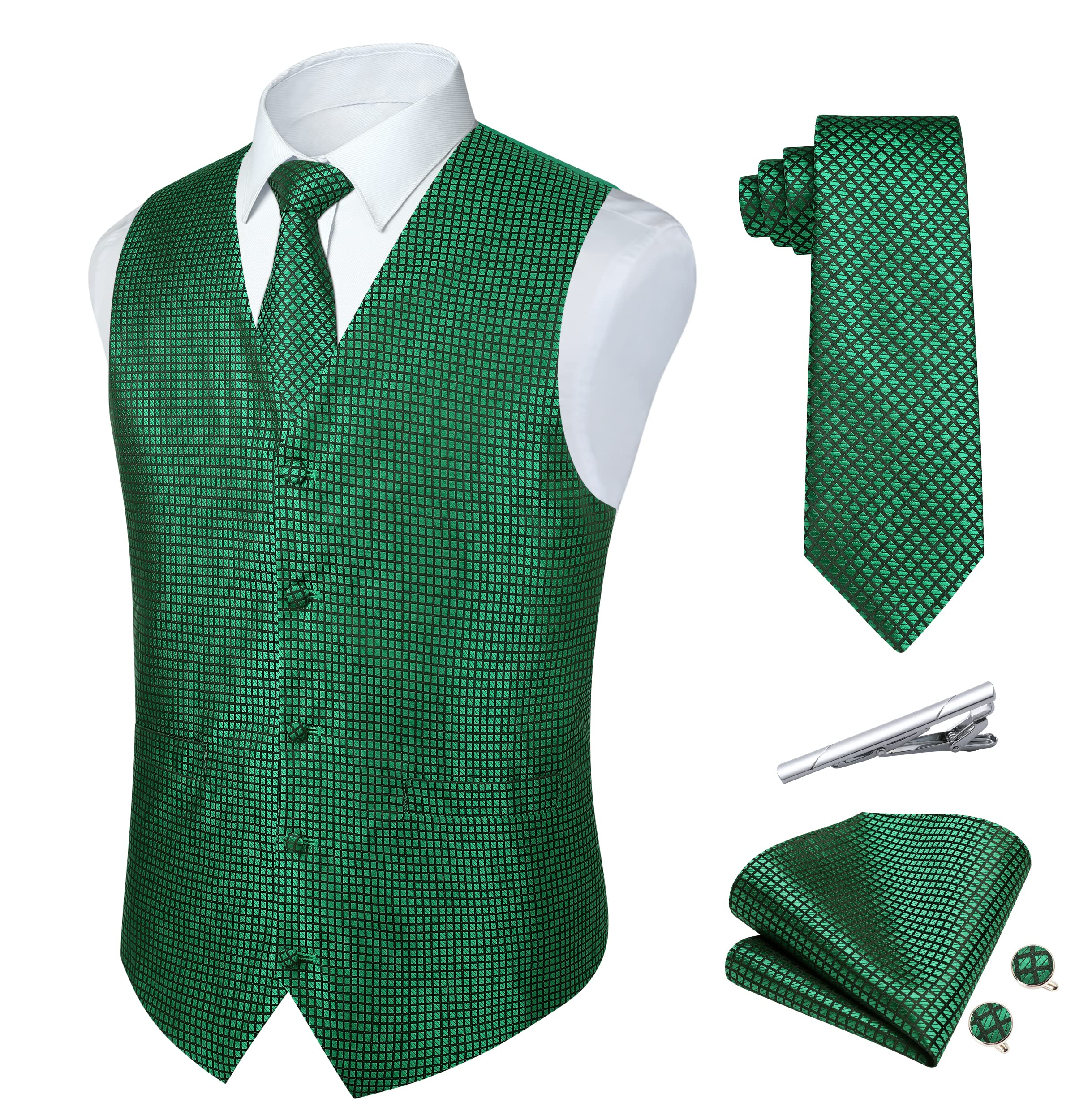 Men's Waistcoat Set with Tie - Green L-image-0fc471a6-7b91-4c36-9a8f-a26ddadaaa21-105371
