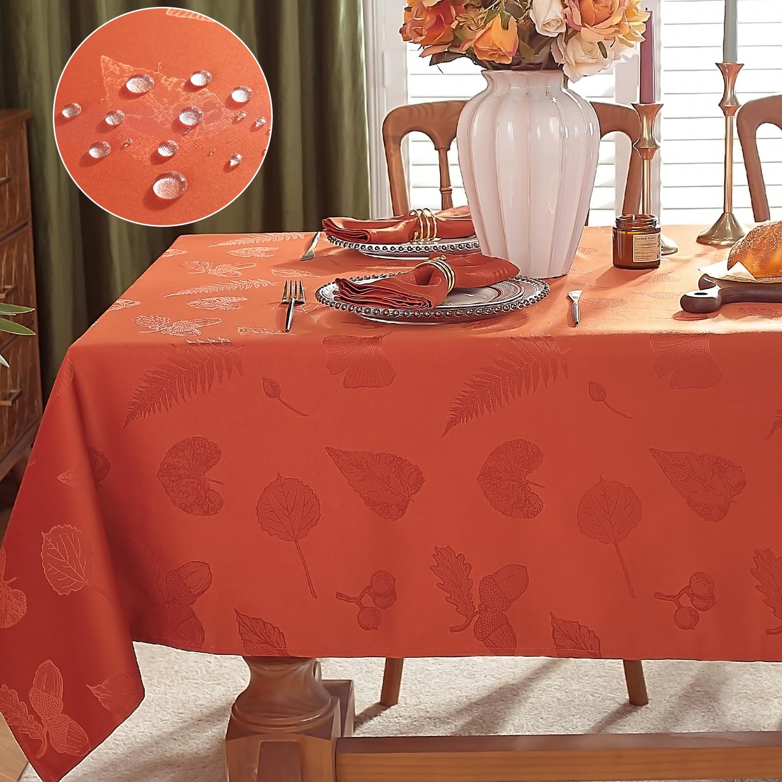 Jacquard Autumn Tablecloth - Rust 84 x 60 inch-image-d2d044e0-f8bf-43d3-ae13-788024d6659a-120054