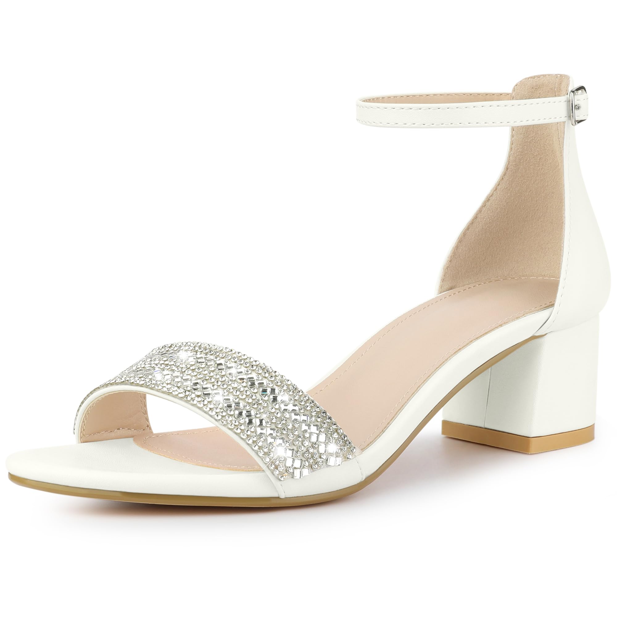 Rhinestone Ankle Strap Sandals - White 6 UK-image-7b241e74-a2fe-4f1a-b2ef-9c9b3b9d1394-115307