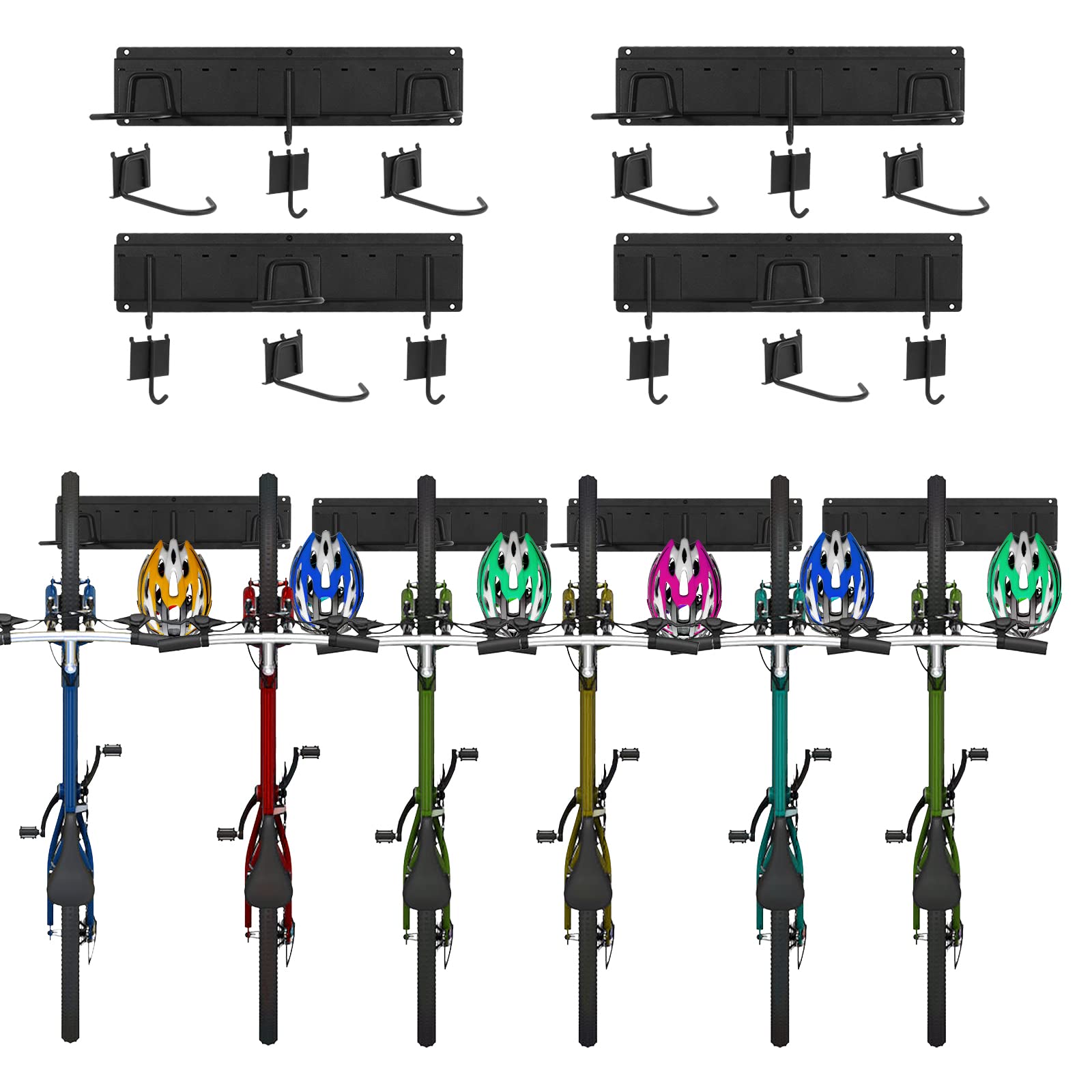 Wall Mounted Bike Rack 6 Hooks - Black One Size