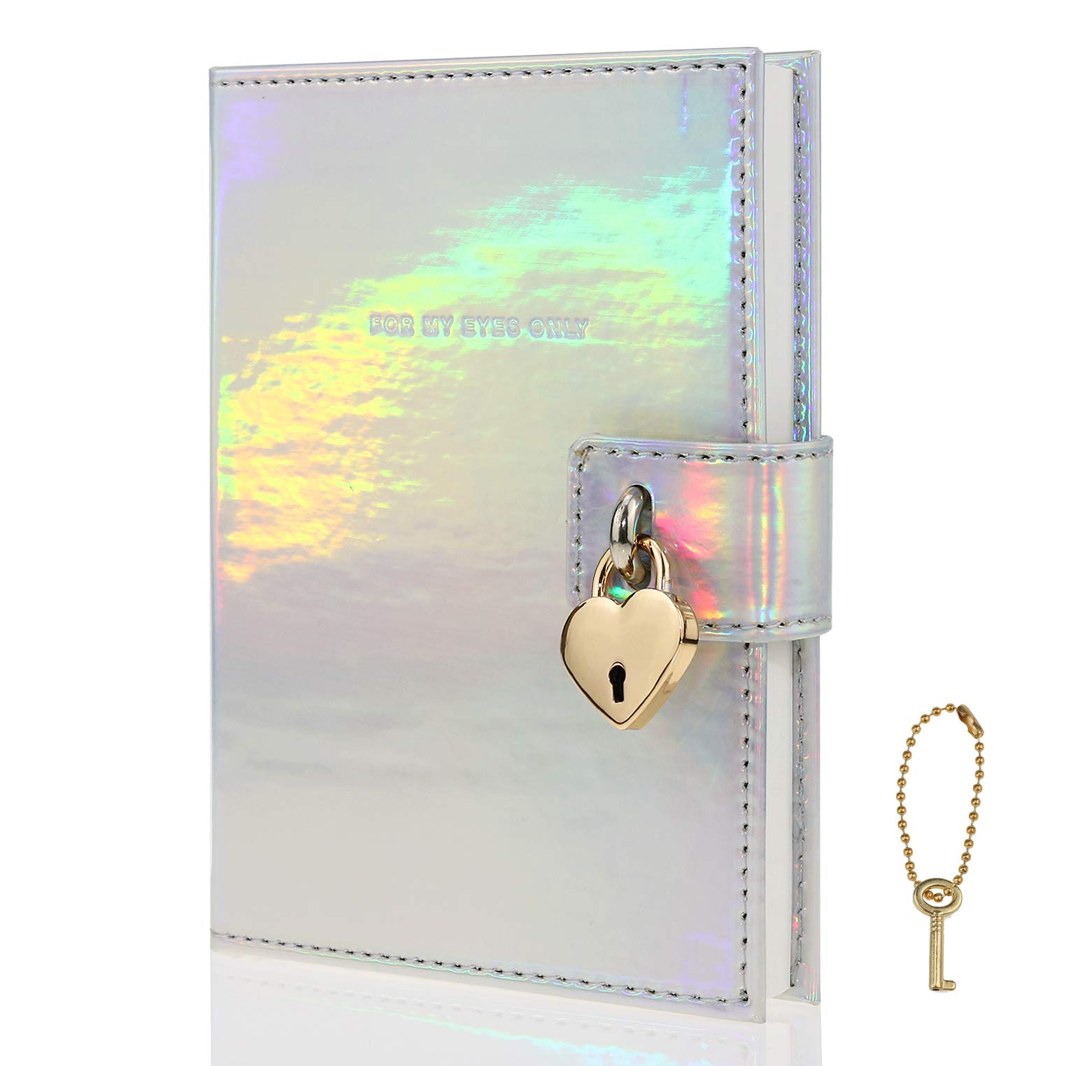 Heart Shaped Lock Journal with Key, Silver PU Cover-image-6ce984ba-4e69-4d0a-946b-a753d873dca1-61122