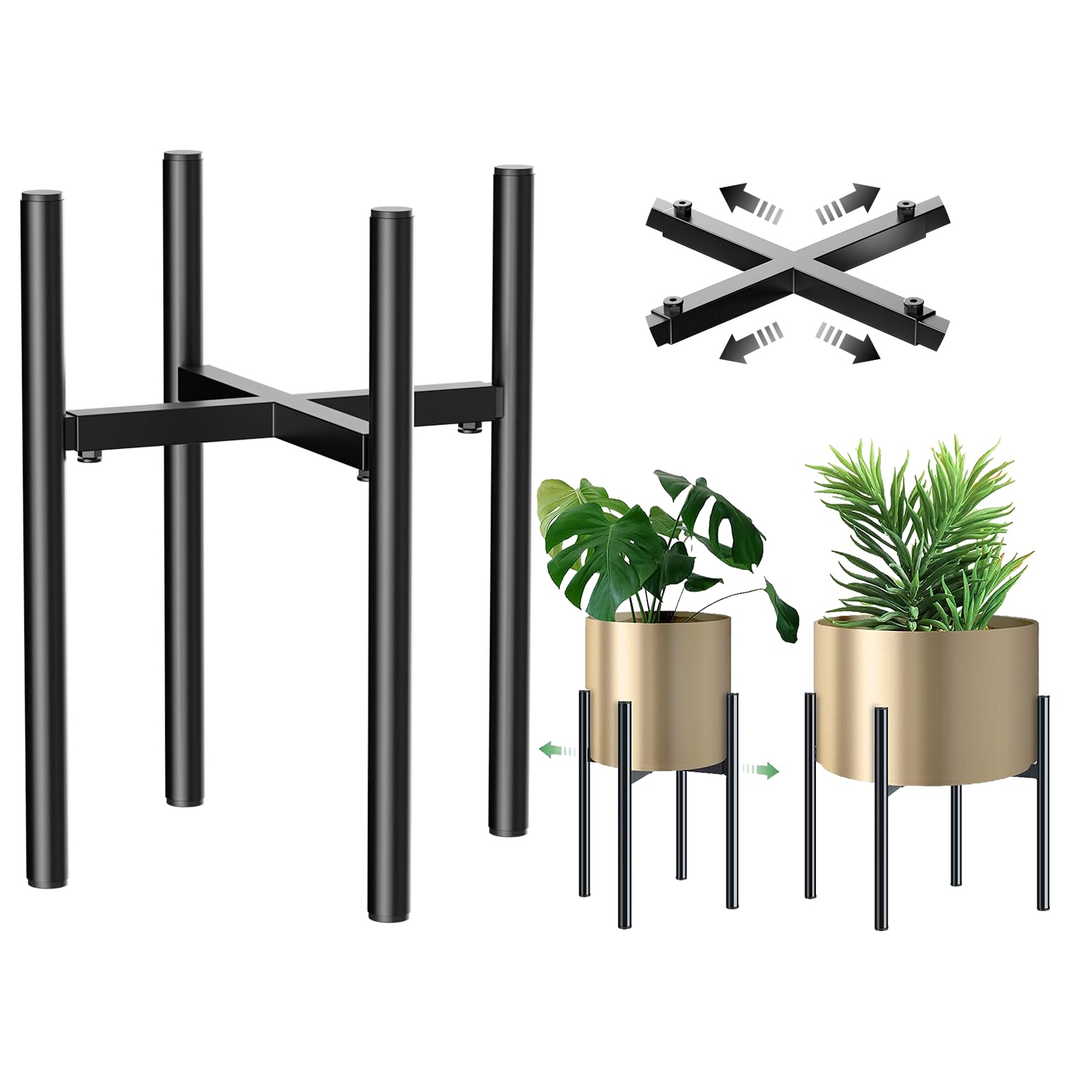 Adjustable Metal Plant Stand - Black 1 Pack-image-bba3debf-3814-43ab-9a7e-c34806c1d2fc-117942
