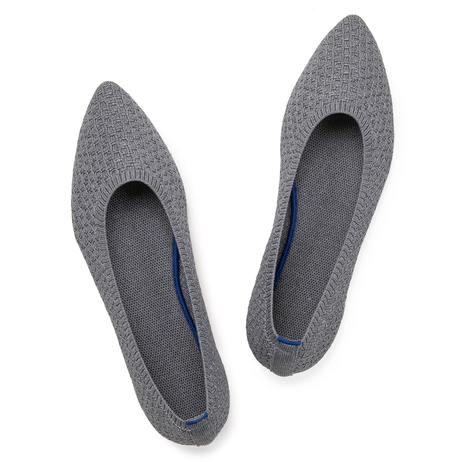 Womens Pointed Toe Ballet Flat Knit Dress Shoes Low Wedge Flat Shoes