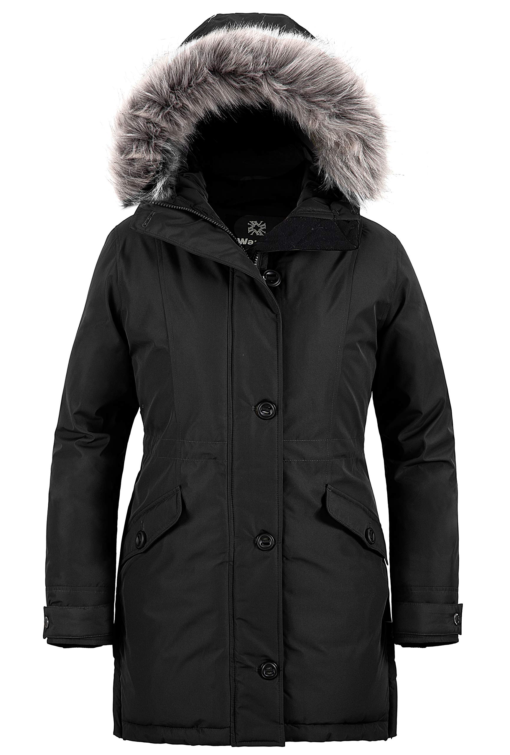 Women's Water Resistant Long Puffer Jacket - Warm, Windproof Hooded Coat, Black, Size S - Perfect for Outdoor Winter Wear-image-8ab8ec5e-b8fd-4341-b984-e956ff6712ec-71324