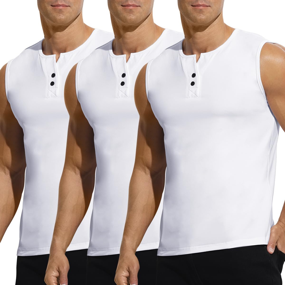 Men's Henley Gym Vest Pack of 3 - White XL-image-8ff24fb2-2b82-4ab7-94b8-138549fc9863-112740