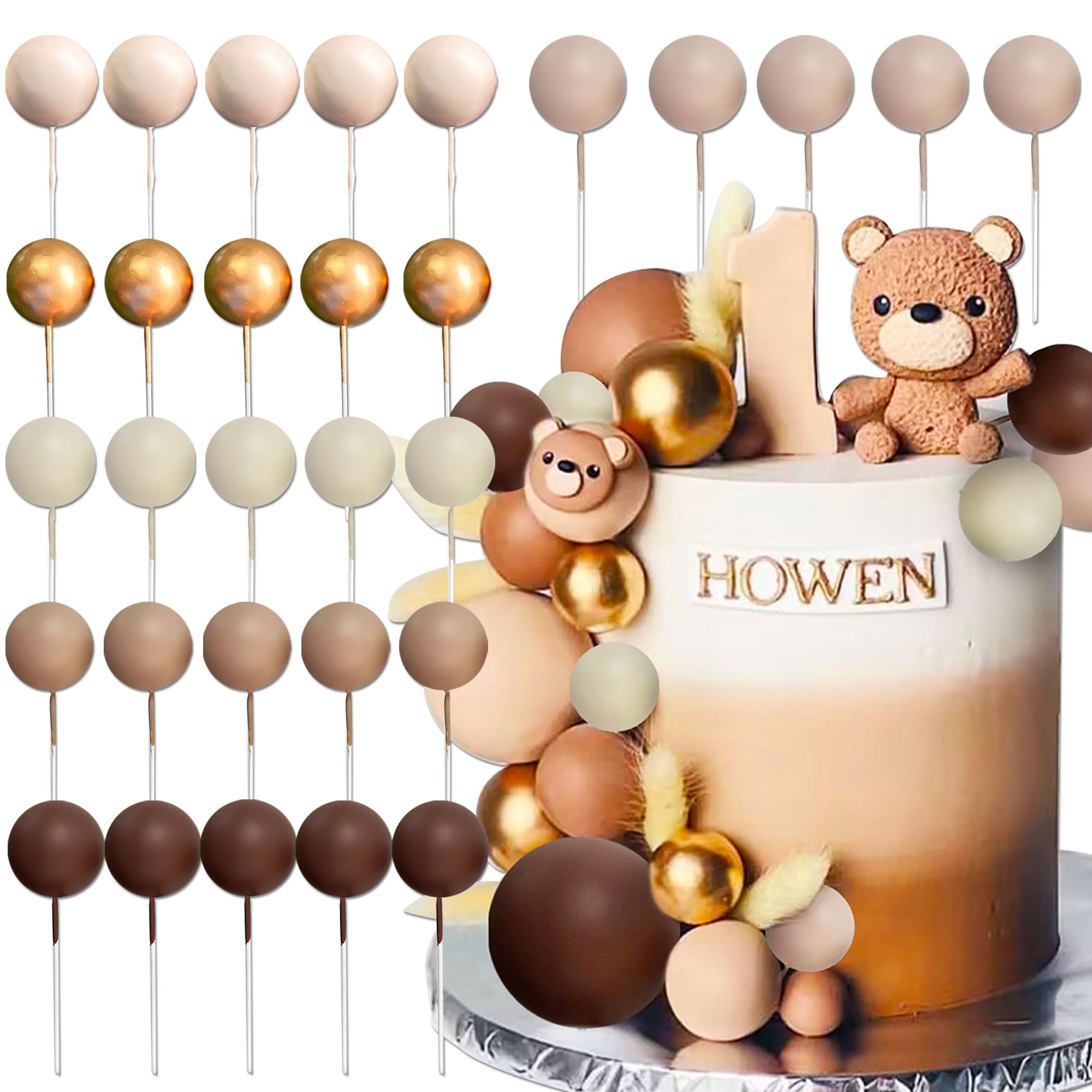 Champagne Ball Cake Decorations - Boho White Gold Party Supplies - Stunning Cake Décor-image-9e45a793-2100-4da2-92e5-a0365cc52fa9-66001