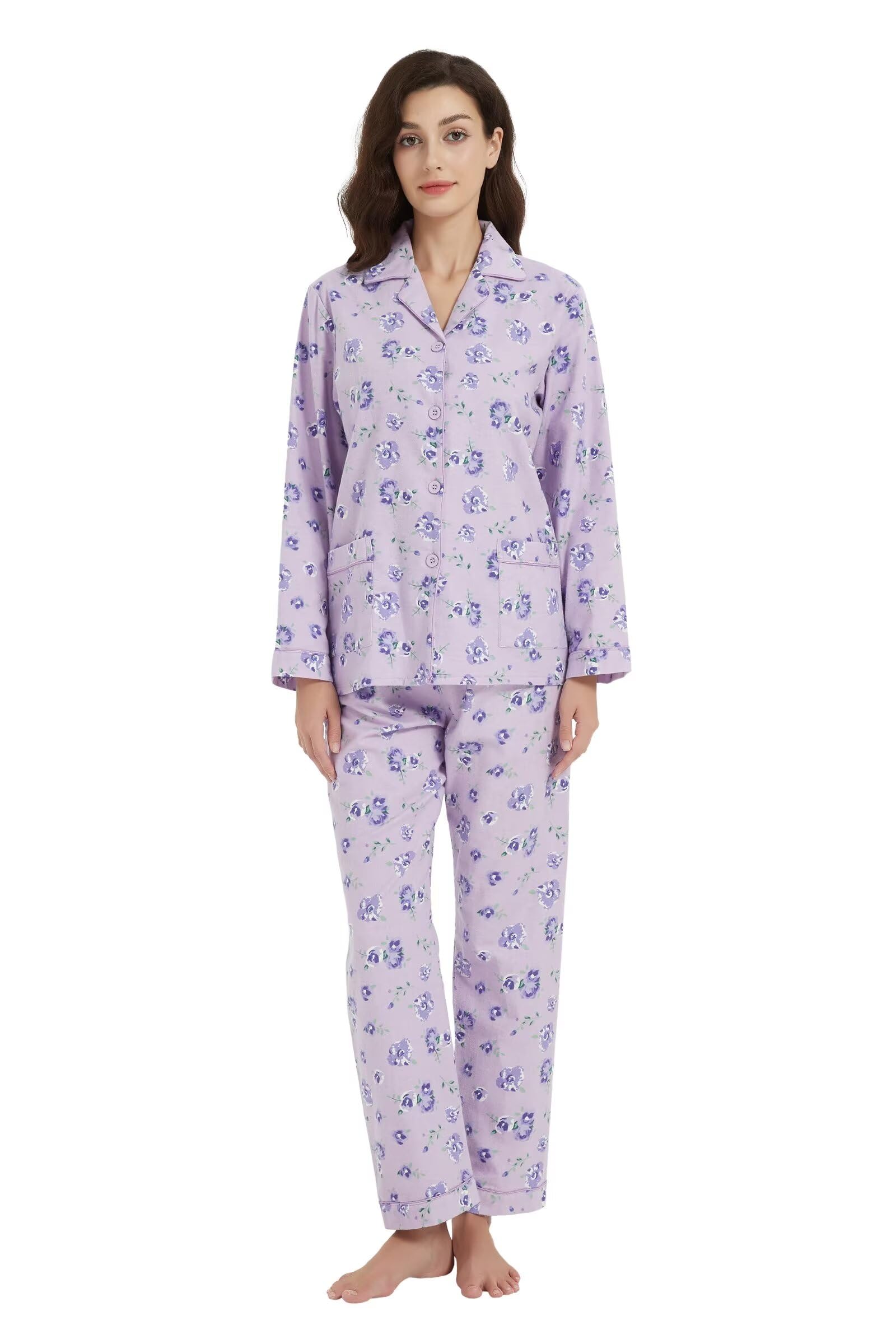 Women's Cotton Flannel Pyjama Set - Purple Floral 3XL-image-c92f0535-33d2-4caf-861e-7bd49523b554-115511