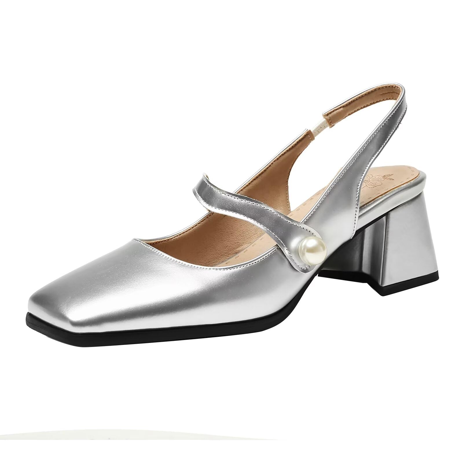 Women's Patent Heel Mary Janes - Silver UK 3-image-d7a6c89a-80ea-4262-91f2-09441cfe97c9-105511