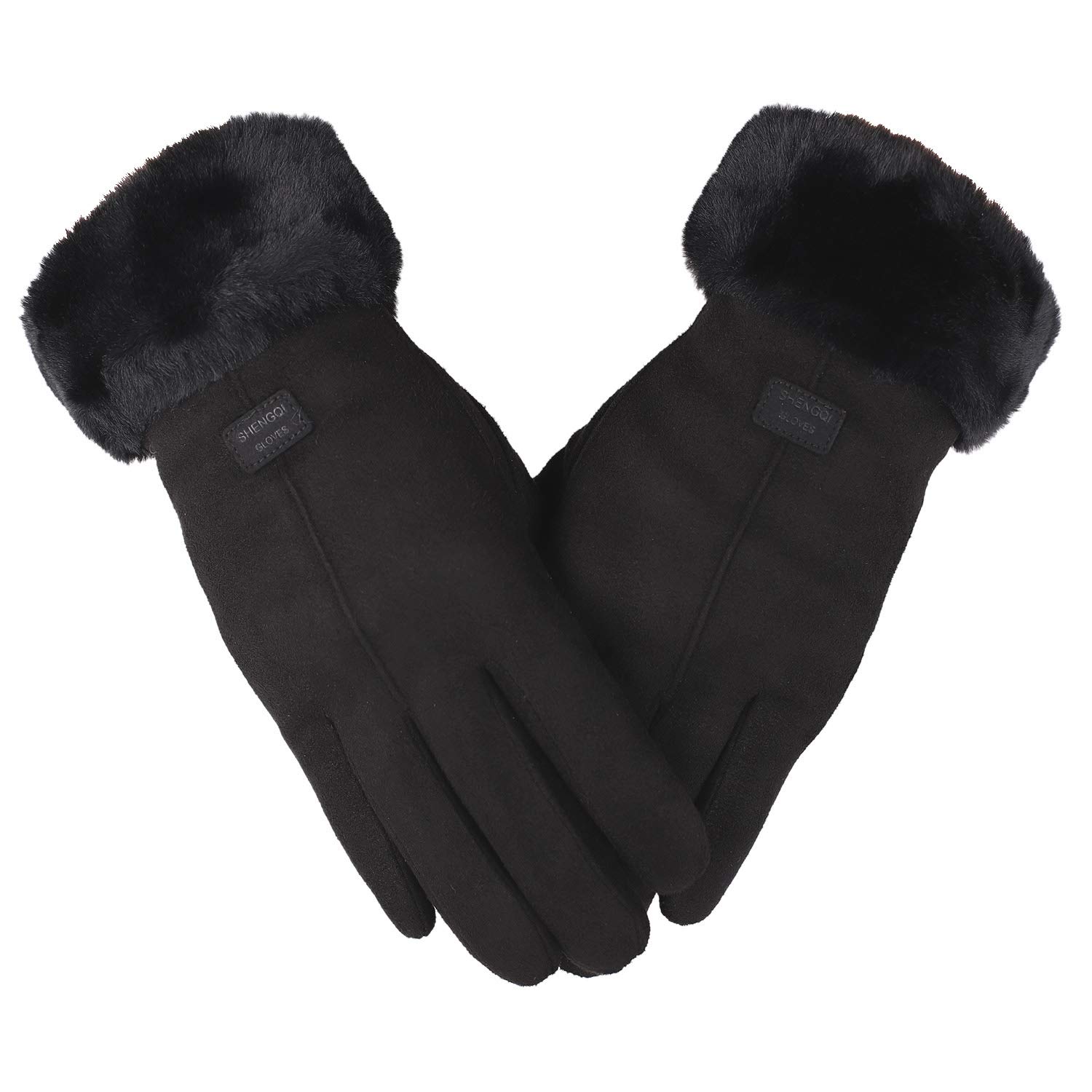 Zeltauto Women's Touch Screen Gloves Suede Full Faux Lining(White)-image-9627bd18-c642-4e6c-874d-299b1013e5dc-53694