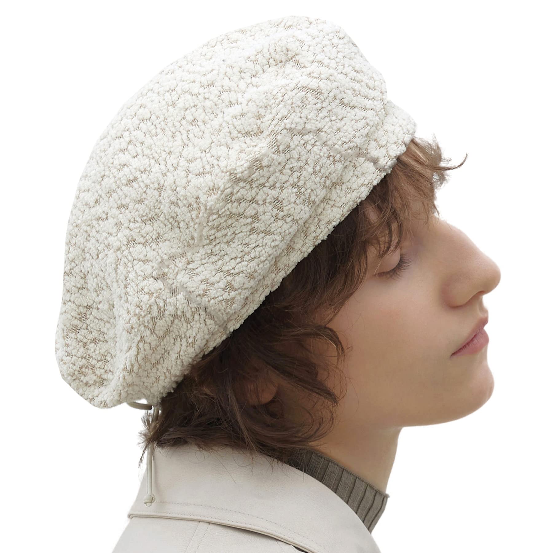 Tweed Adjustable Beret Hat - Beige M-L-image-ce4ddfdc-cb7a-40f3-bc4e-7e952a56f855-111273