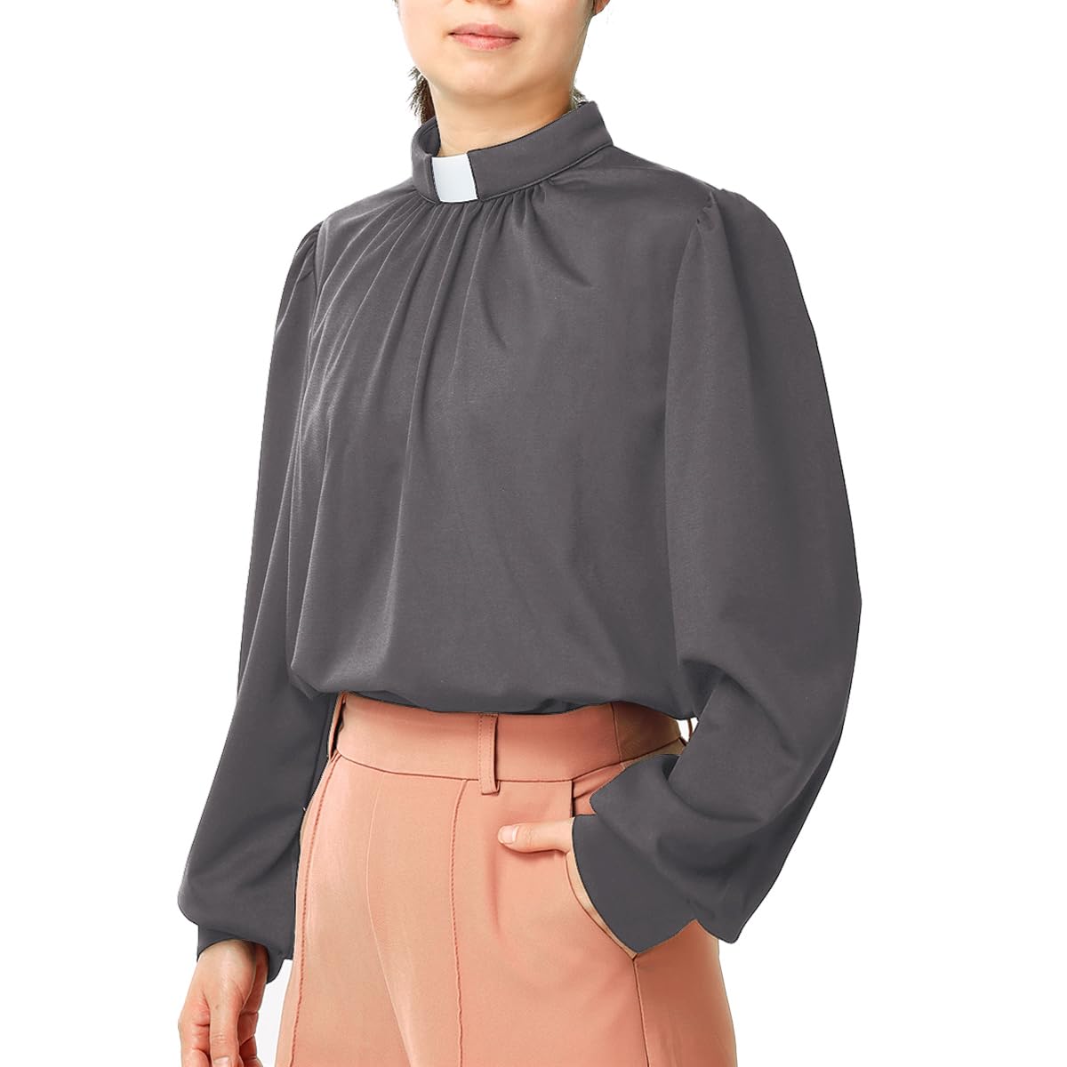 Clergy Shirt for Women Loose Women's Long Sleeve Clerical Shirts-image-769ae7a1-880d-4ec2-8500-b534bfb121ec-35641