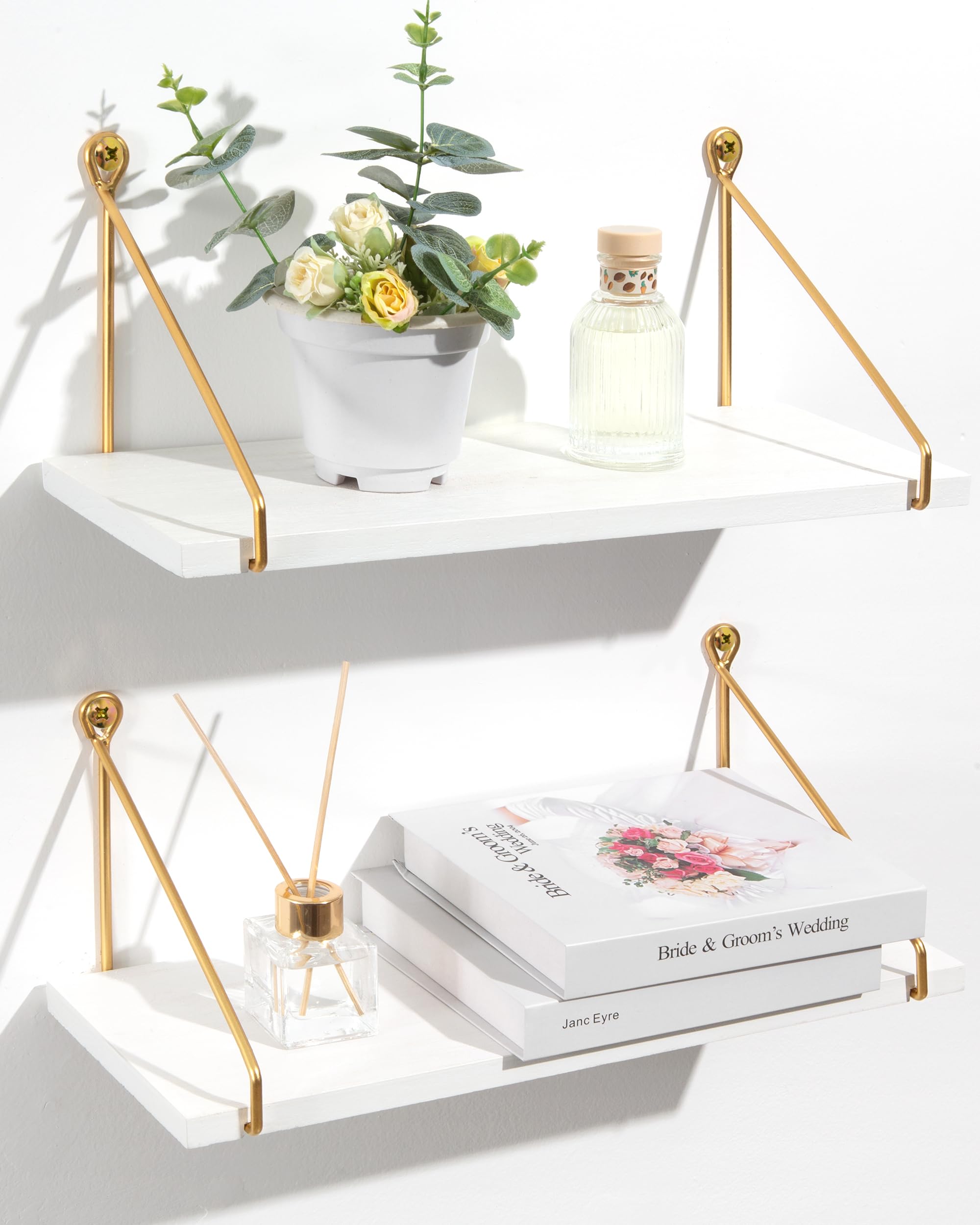Floating Wall Shelves Set of 2 - White 42cm-image-4262a92b-bd62-4b44-a07f-f54b22b4b12b-106979