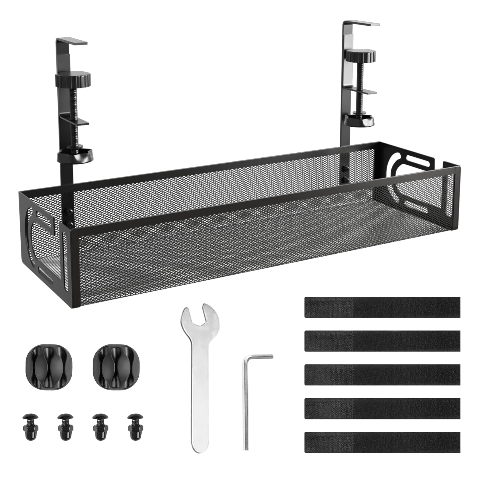 Under Desk Cable Management Tray, No-Drill Steel Organiser for Home Office, Sturdy Metal Mesh Design-image-f3345353-9c15-4092-8bff-b6678422c6f5-66014
