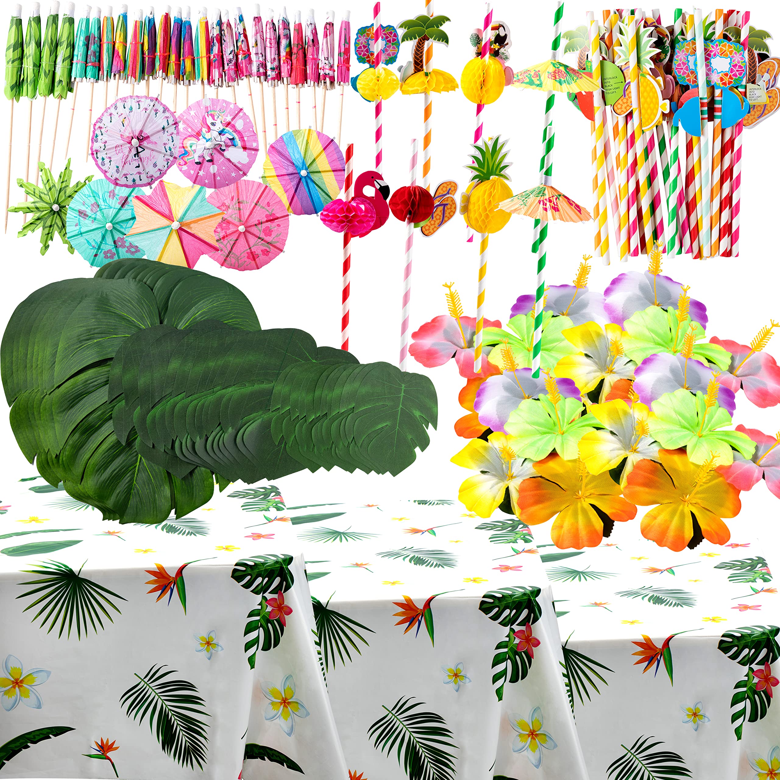 Tropical Luau Party Decoration Set - 111 Pcs with Tablecovers & Hawaiian Decor-image-e5c04da2-7051-474f-9b19-9ef9e0a1521e-54265