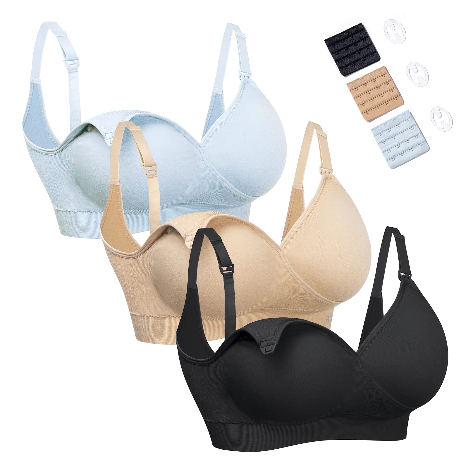 Women's Nursing Bras 3 Pack - Beige/Black/Blue S-image-ef4156d2-f729-403c-9416-4c481962a147-120998