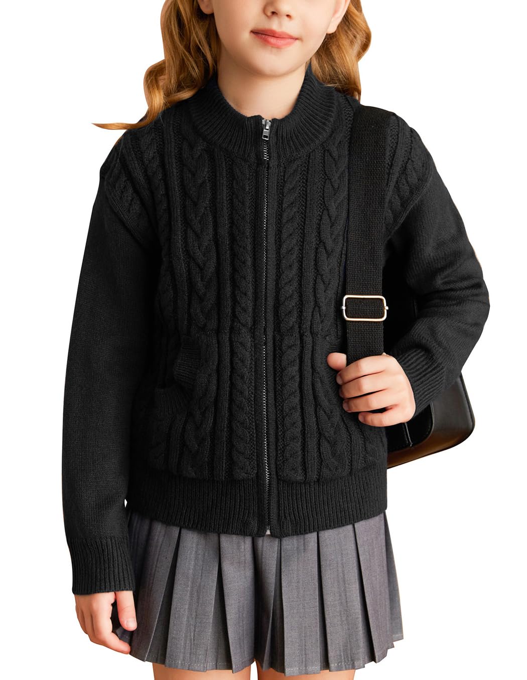 Winter Casual Cardigan for Girls, Long Sleeve Zippered, Black, Age 7 - Great Value Fashion-image-ab84fdf3-1aa6-409b-b8c5-aebeac0774dd-66146