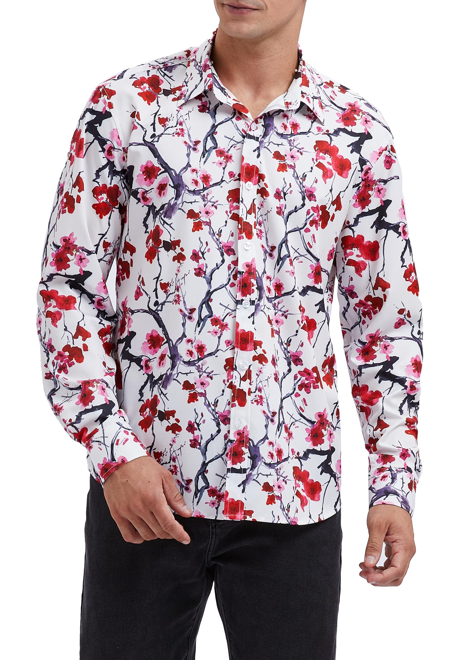 Men's Floral Long Sleeve Shirt - Plum Bossom S-image-656ecc35-f23d-48dd-9e3c-15ec4cda6bac-102457