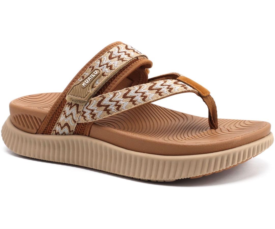 Women's Orthotic Flip Flops - Khaki UK 8