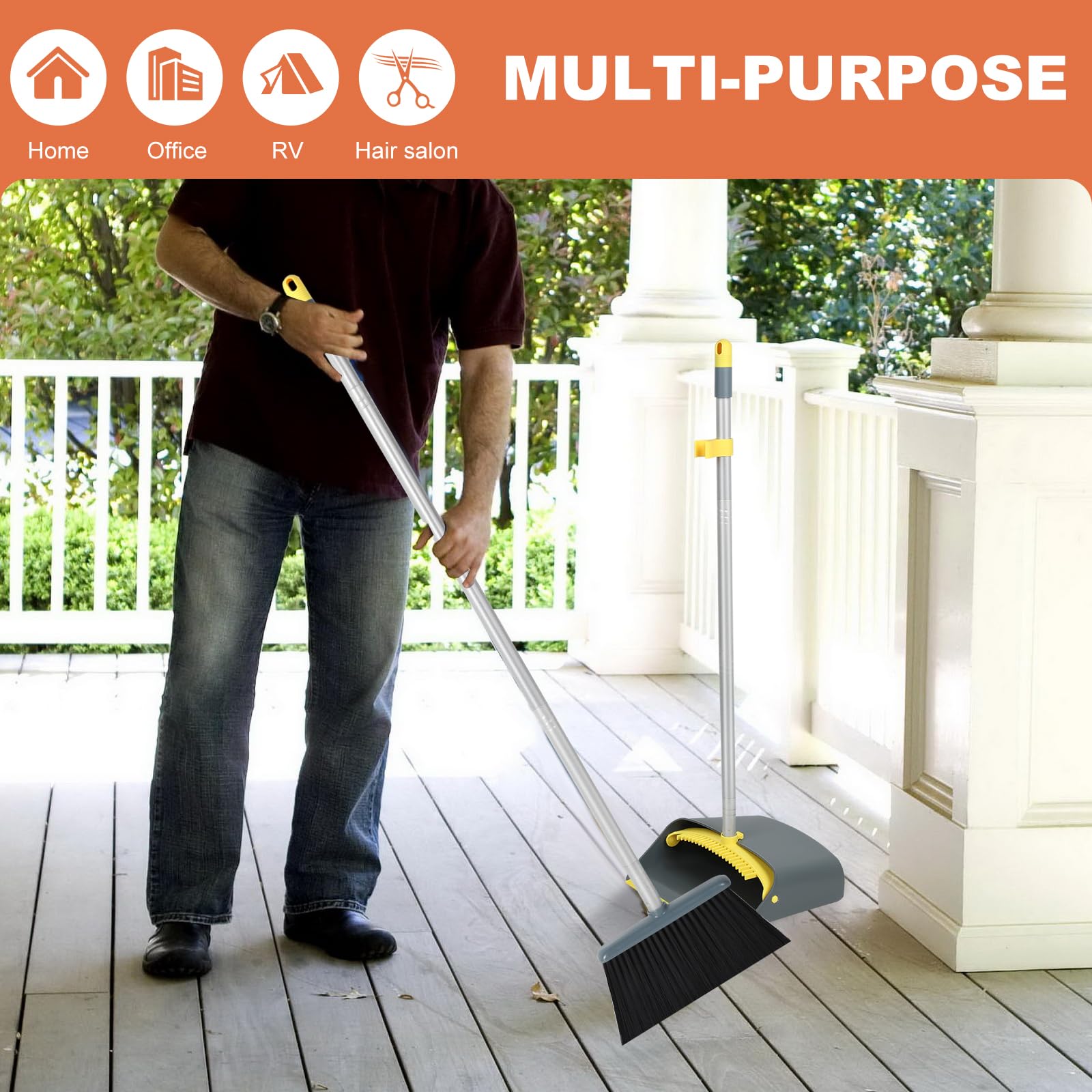 Long Handled Dustpan And Brush Set With 54 Inch Handle – Indoor