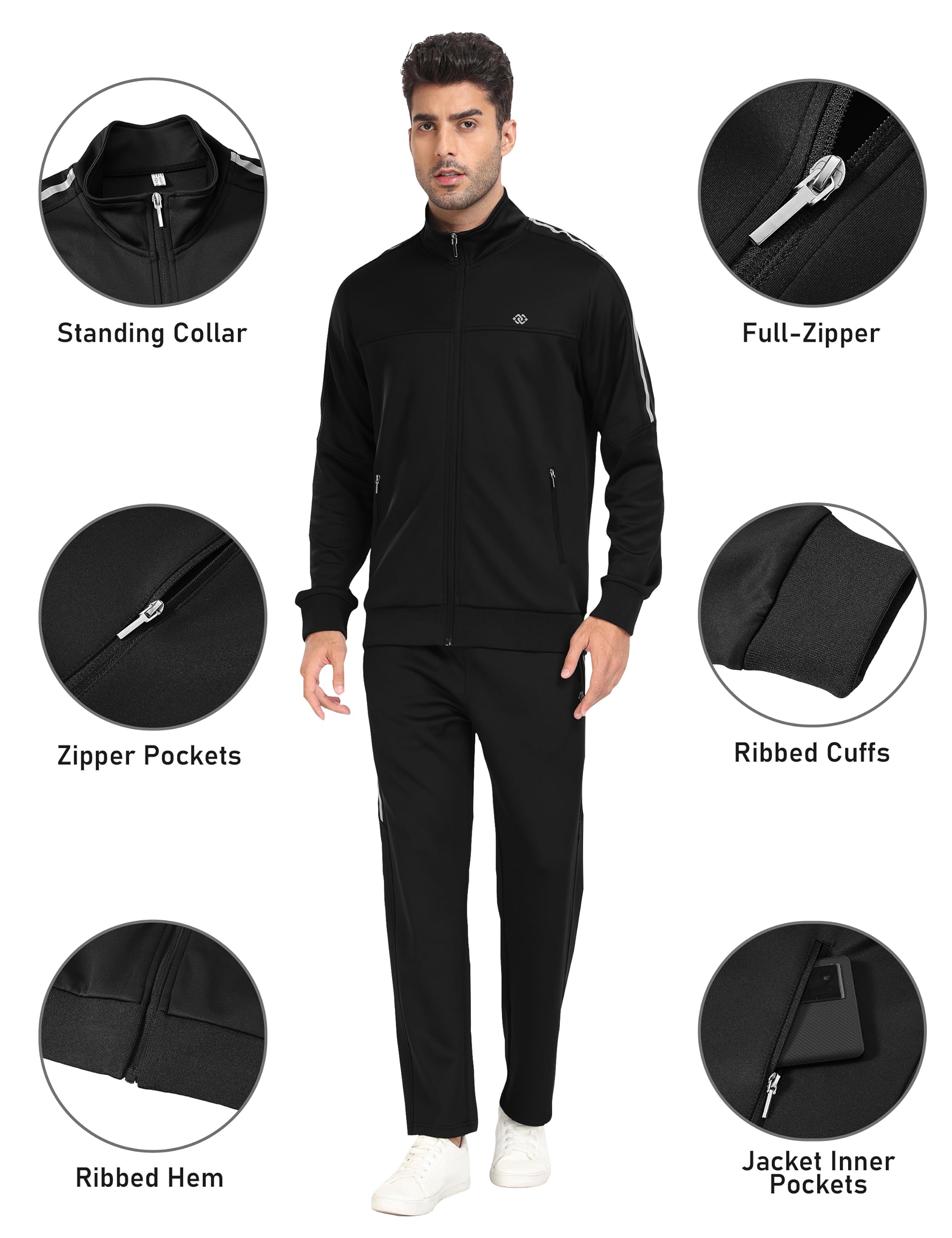 MoFiz Men'S Casual Tracksuit Set Athletic Jogging Sweat Suits Long