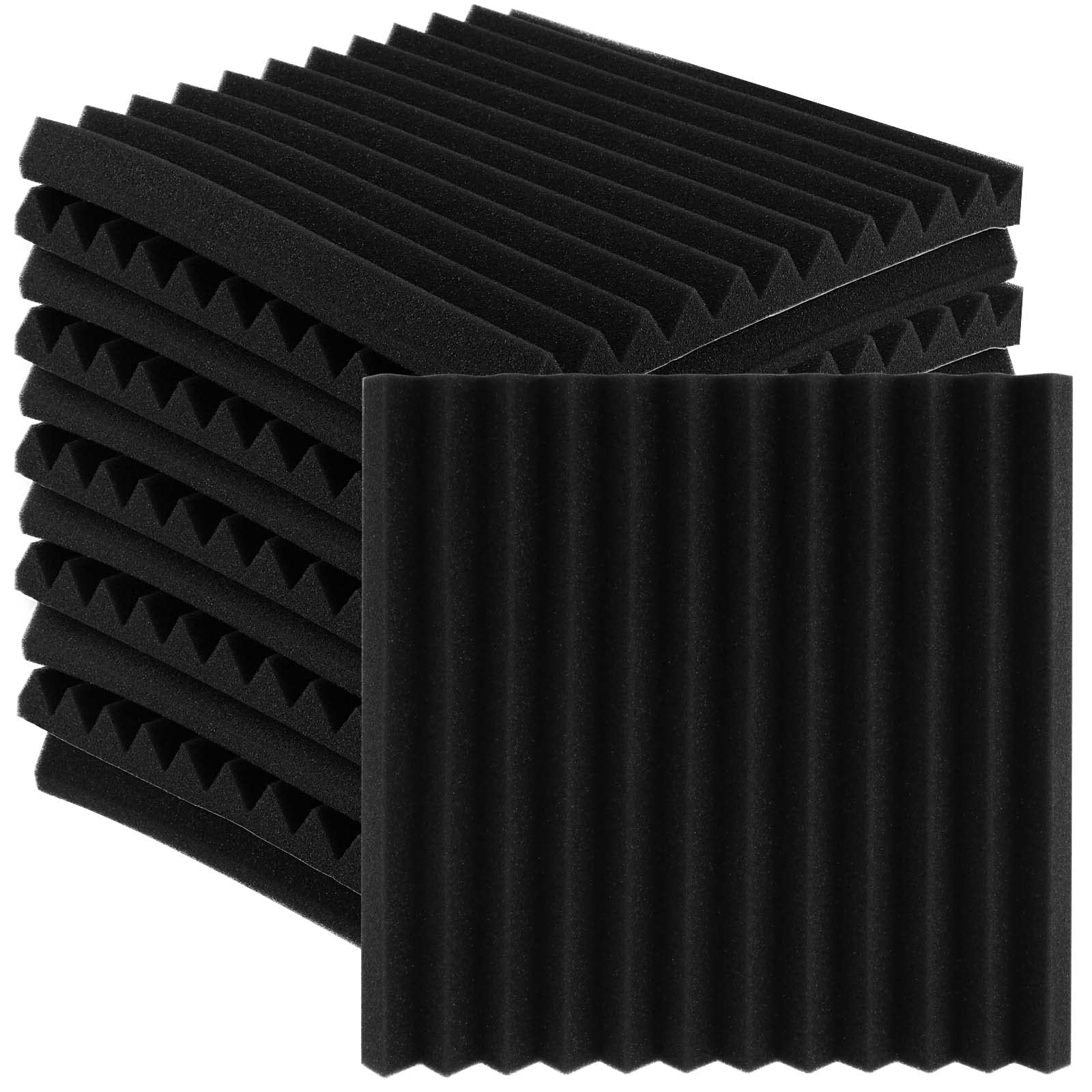 Acoustic Foam Panels 12 Pack - Black 12x12x2 Inch-image-01d69cb4-422c-4a08-866a-216e479d6ec8-116229
