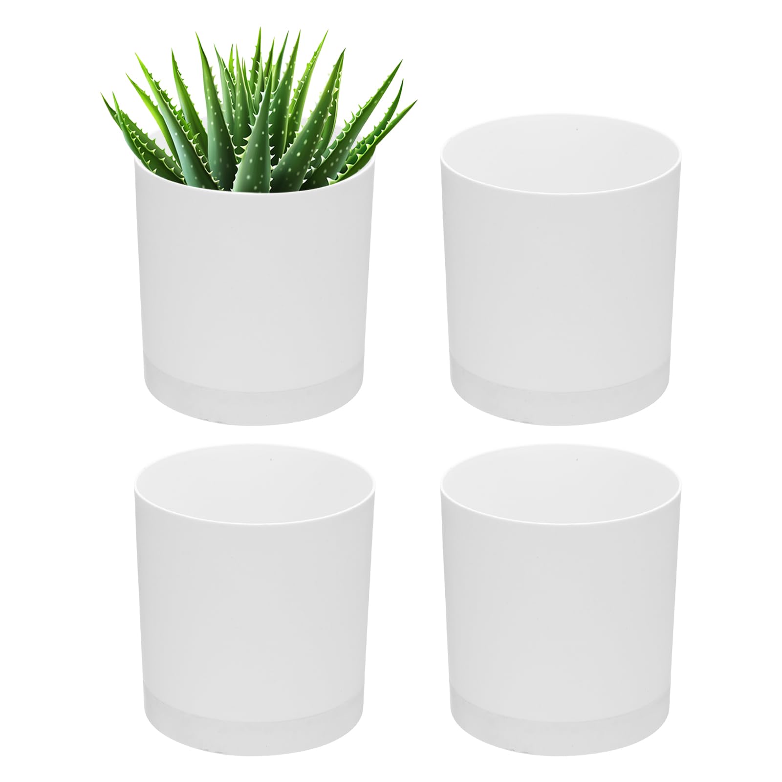 Plastic Plant Pots 4 Pack - 6 Inch White-image-87b02b03-264b-49b8-9ed6-598d0f1c5bef-90969