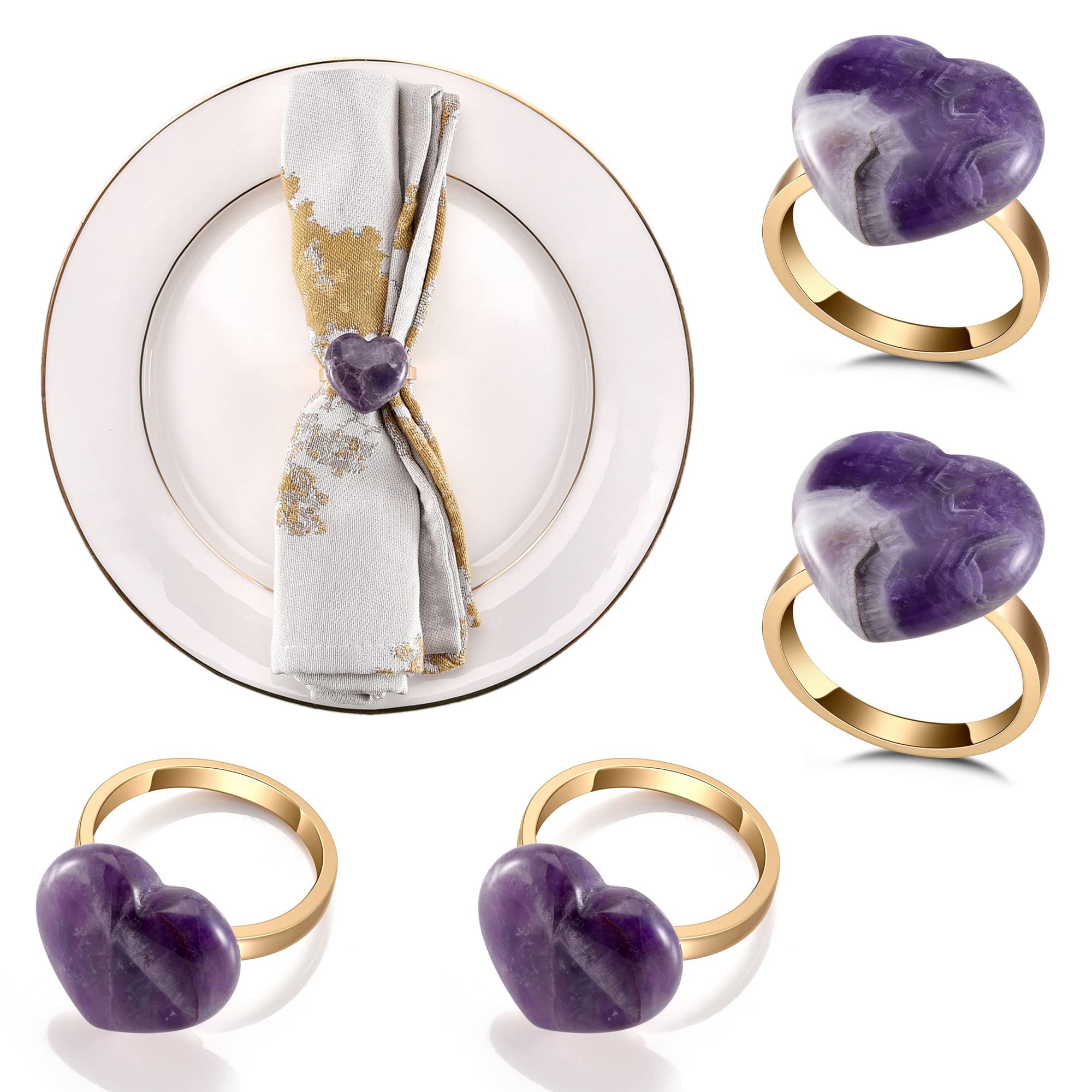 4pcs Amethyst Heart-Shaped Napkin Rings for Weddings and Parties-image-1858ee58-9f7e-4035-b85b-14947eb19e52-61740