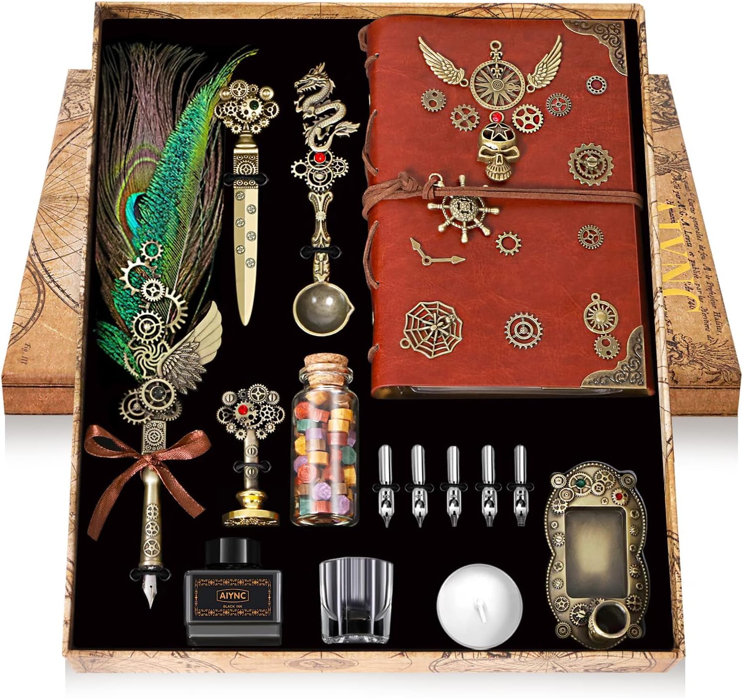 Quill Pen & Ink Calligraphy Set - Peacock Feather-image-d539c993-0f26-4b8a-9922-b5a622b563dc-109860