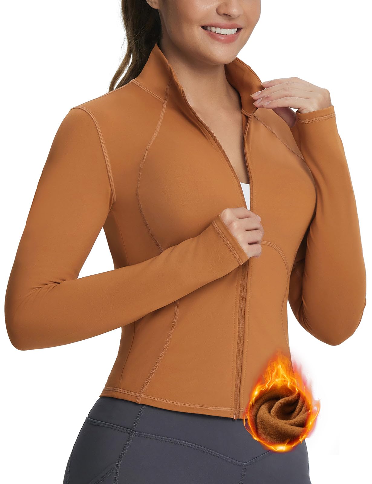 Women's Fleece Running Jacket - Caramel XXL-image-192bc3c3-c443-46ba-920b-935f6ac9ebf0-103942