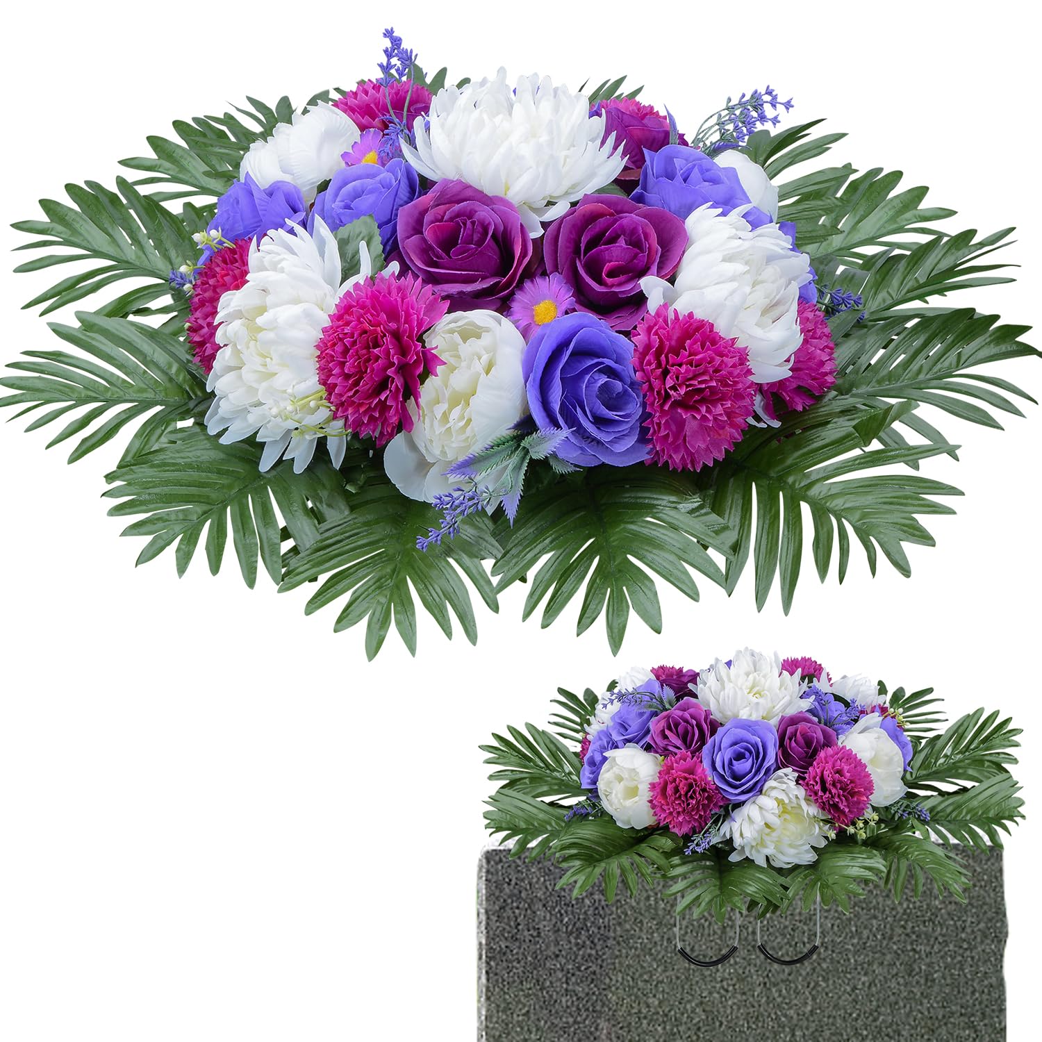 Cemetery Flower Saddle Roses & Peonies - White Peony Large-image-0dd66801-04ad-400c-93cd-0395196f14b7-110159