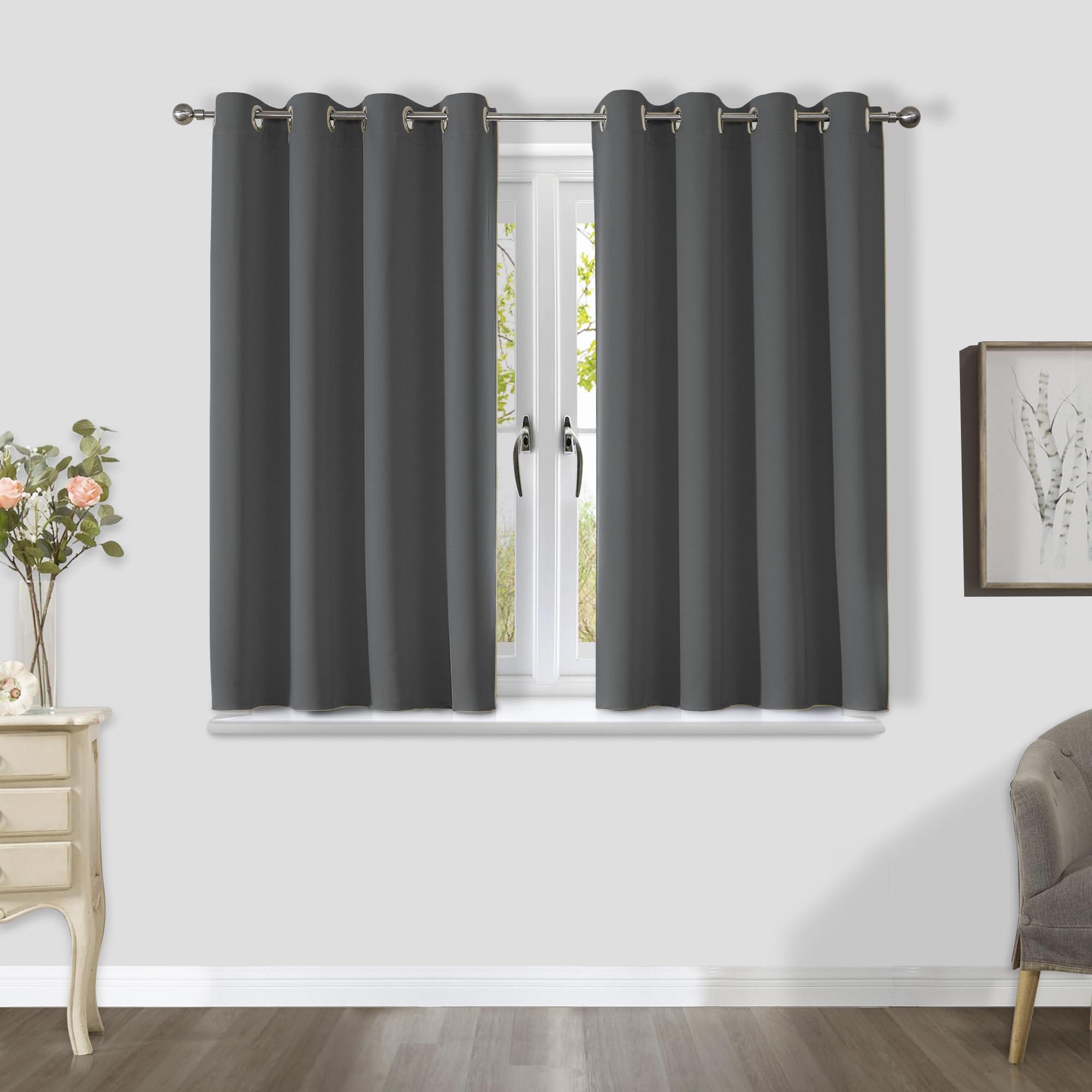 Blackout Eyelet Curtains Thermal Panels - Dark Grey W55 x L69-image-e5a009ee-9332-41ea-9e40-b124e077ac1a-94548