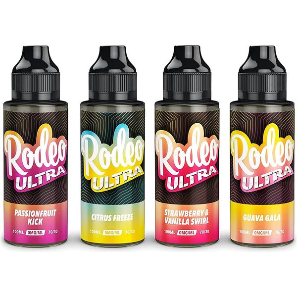 Rodeo Ultra Vape Liquid 4 X 100ml Passionfruit Kick + Citrus Freeze + Str