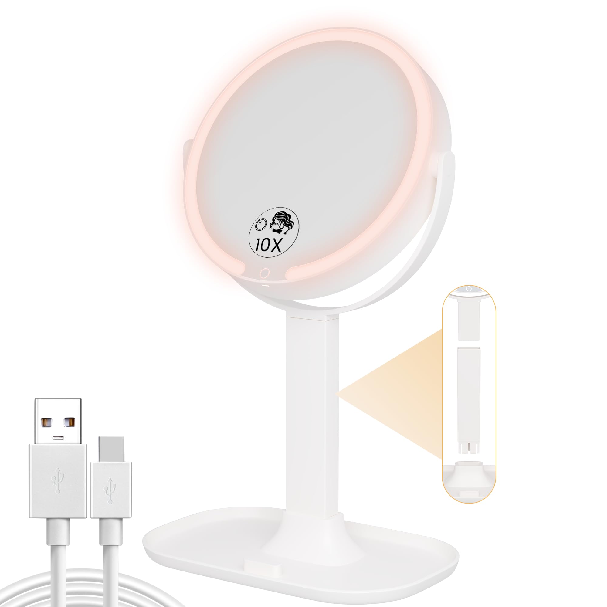 LED Makeup Mirror 10X/1X Rechargeable - White 10cm-image-83501f52-f181-4b83-b82e-a39f949e16e9-109108