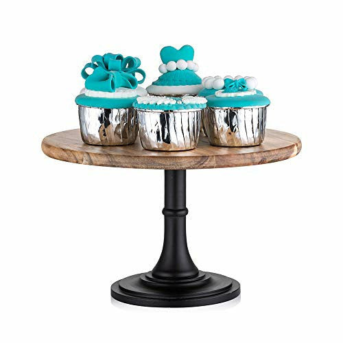 NUPTIO Rustic Base of Round Wood Wedding Cake Stand, 10 Inches/25.5cm-image-25086368-c0aa-49ee-8402-71bdba40f228-155608