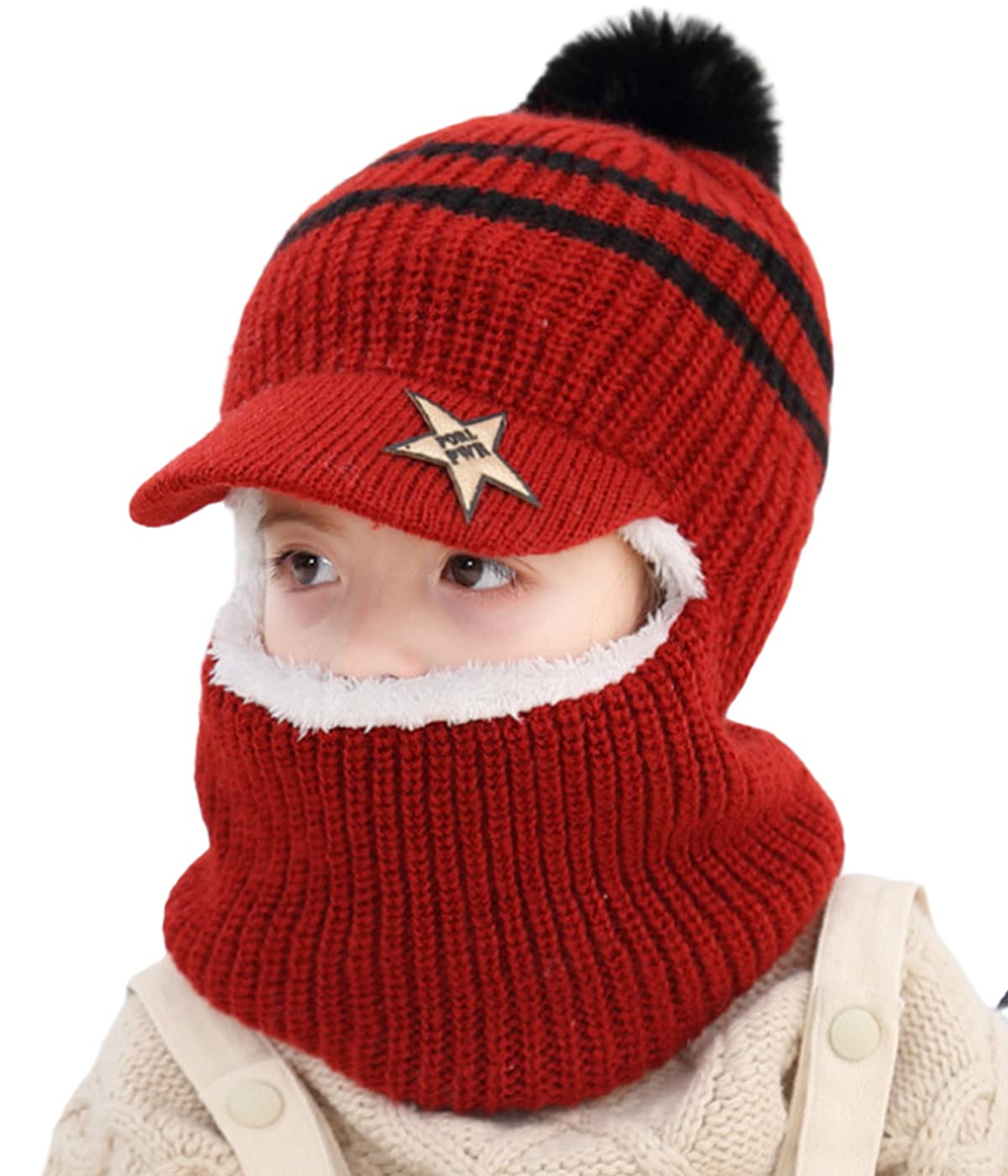 JFAN Toddler Hat Kids Beanie Hat with Pompom Boys Girls Winter Hat red-image-b4424230-7bc6-425f-b233-ad570e147602-55596