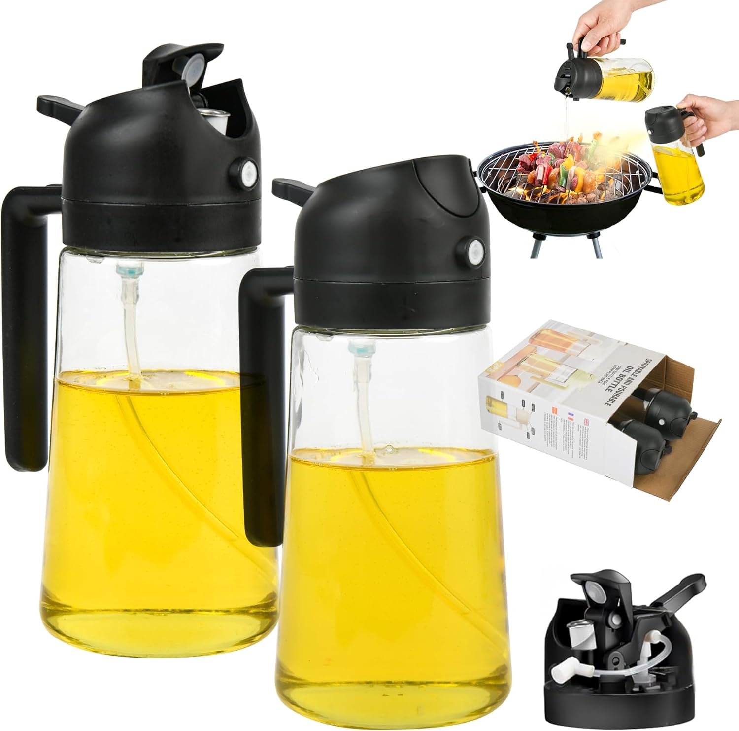 470ml Olive Oil Spray & Dispenser Bottle, Black (2 Pack)-image-12b9bc72-95d1-4adf-b393-71348df65549-53856