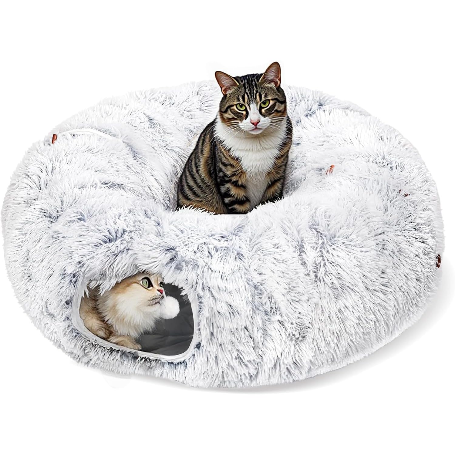 Cat Tunnel Bed 2-in-1 Foldable - Grey 80x25cm-image-96c0fc50-0506-4a27-a622-ac795cfb7e51-115642