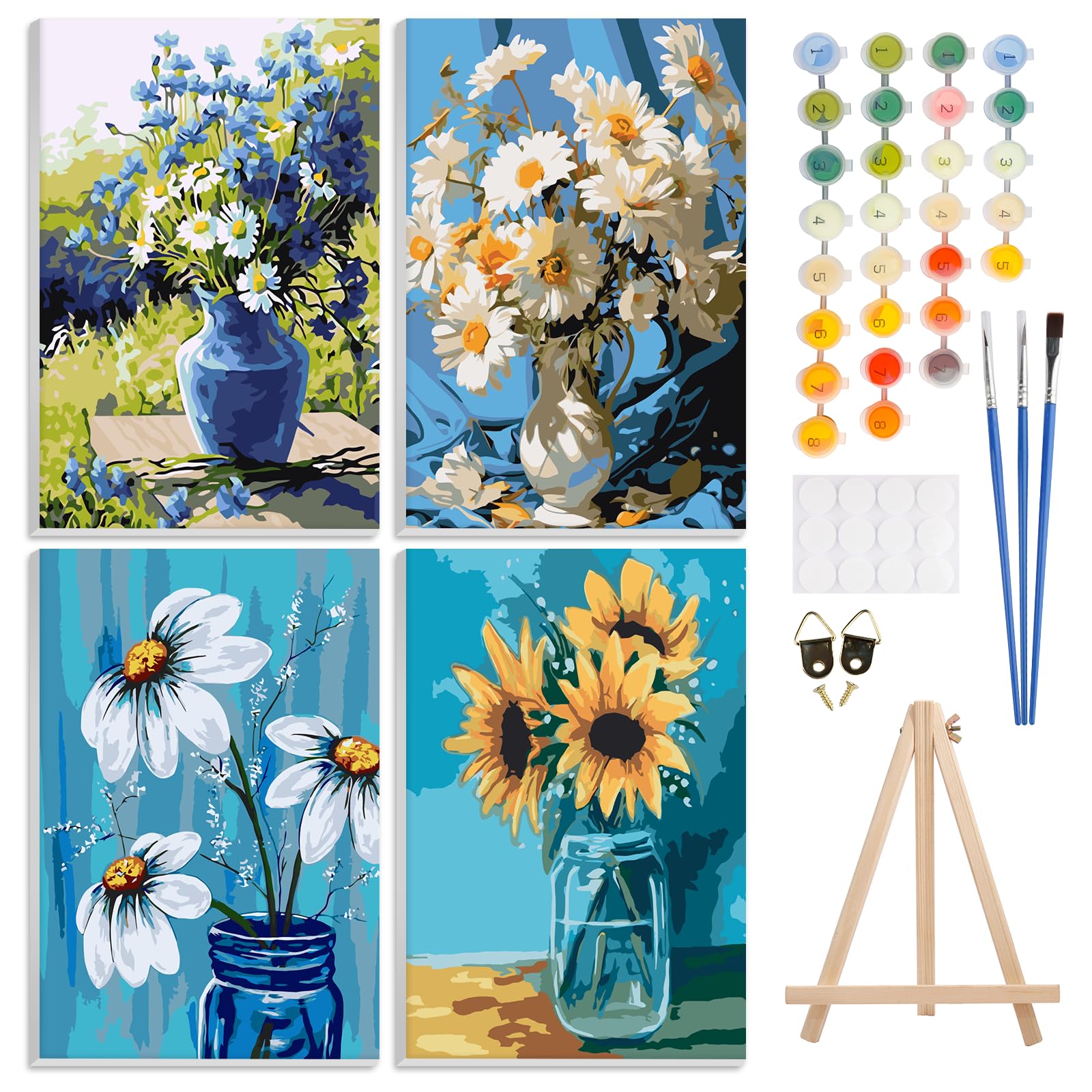 4 Pack Paint by Number Kit with Easel & Paints - Landscape 30x20 cm-image-c9b7db91-abd6-47ad-808a-1346c58b7d01-98286