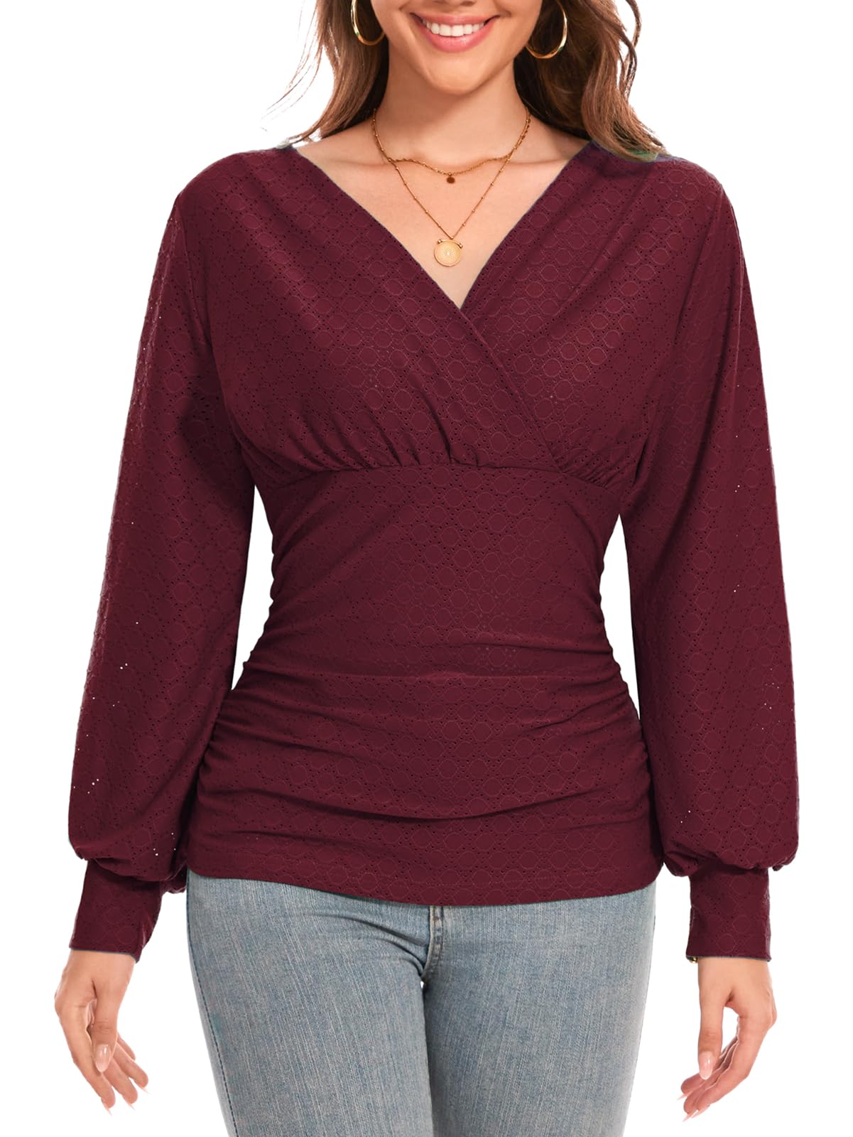 Fynadressr Women Long Sleeve Wrap Jumper Casual Knit V Neck Pullover-image-a940636b-bc03-4052-9629-05f95a9d81e2-55383
