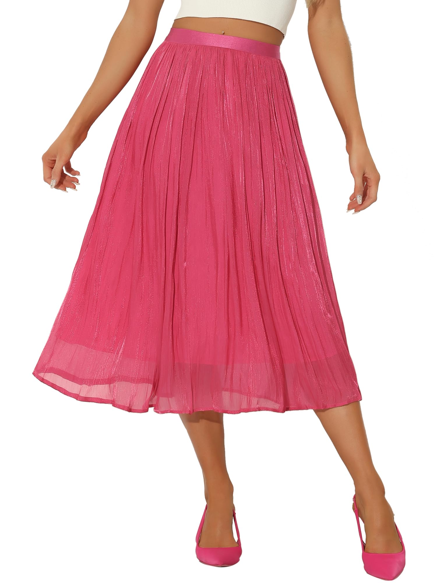 Women's Pleated Midi Skirt - Hot Pink S-image-16675e19-92b9-4792-a743-d1697e60bbfb-101458