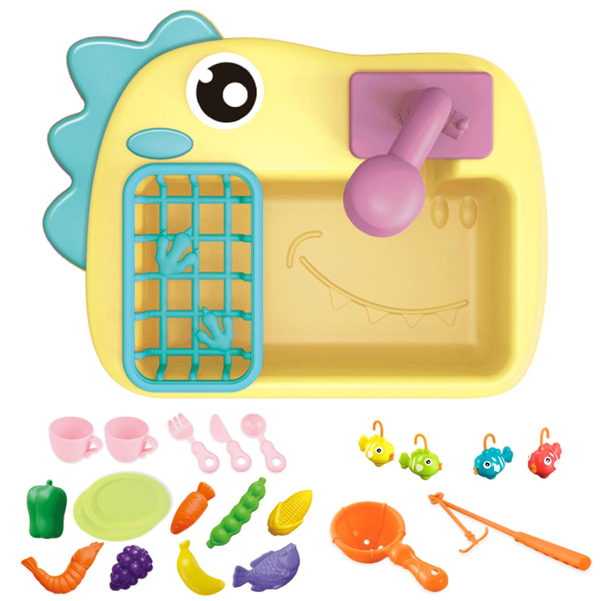 Kitchen Sink Toys with Running Water and Electric Faucet (Yellow-image-e2226023-b123-4cf3-8f16-98aed5f3367a-36763