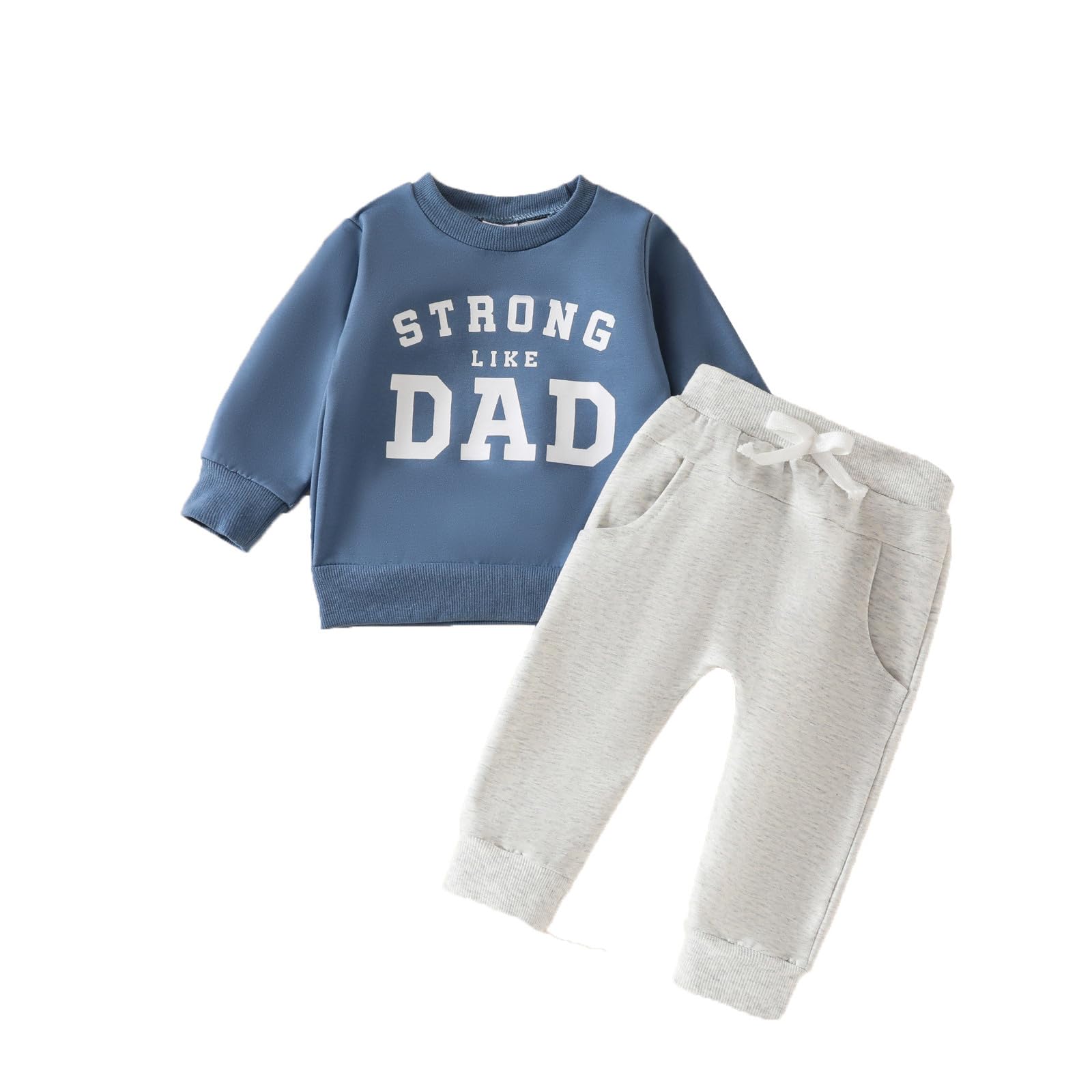 Baby Boy Outfit Set - Letter Truck Print Crewneck Pullover & Casual Pants, Ages 2-3, Blue-image-fde95e38-3085-41c3-9306-82458939d917-71067