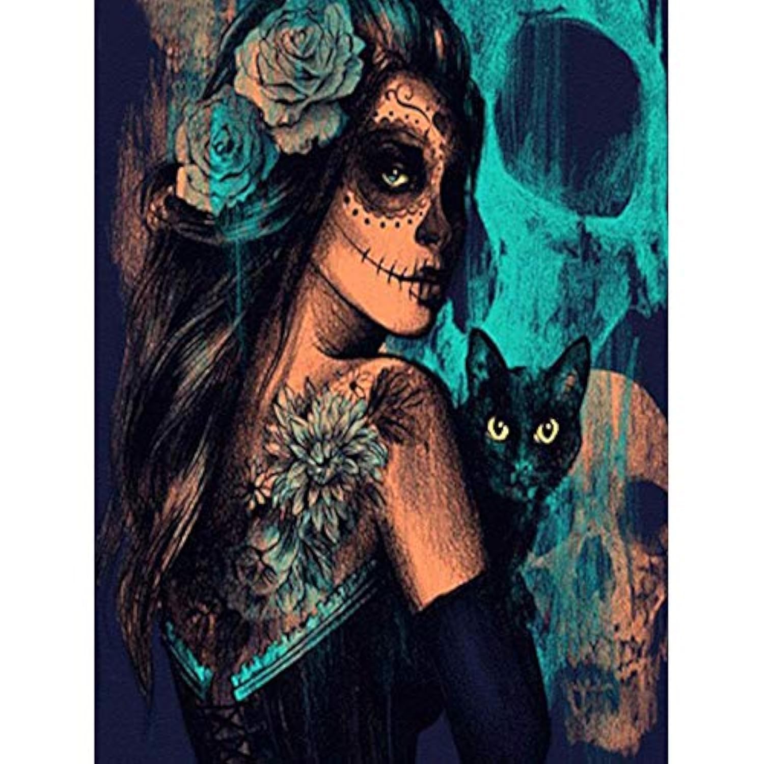 5D Diamond Art Kit Skull Girl DIY Full Drill Embroidery for Home Wall Décor 11.8x15.8 inches-image-fbff78f2-0ffd-495b-8fe4-fe87904b60cc-56617