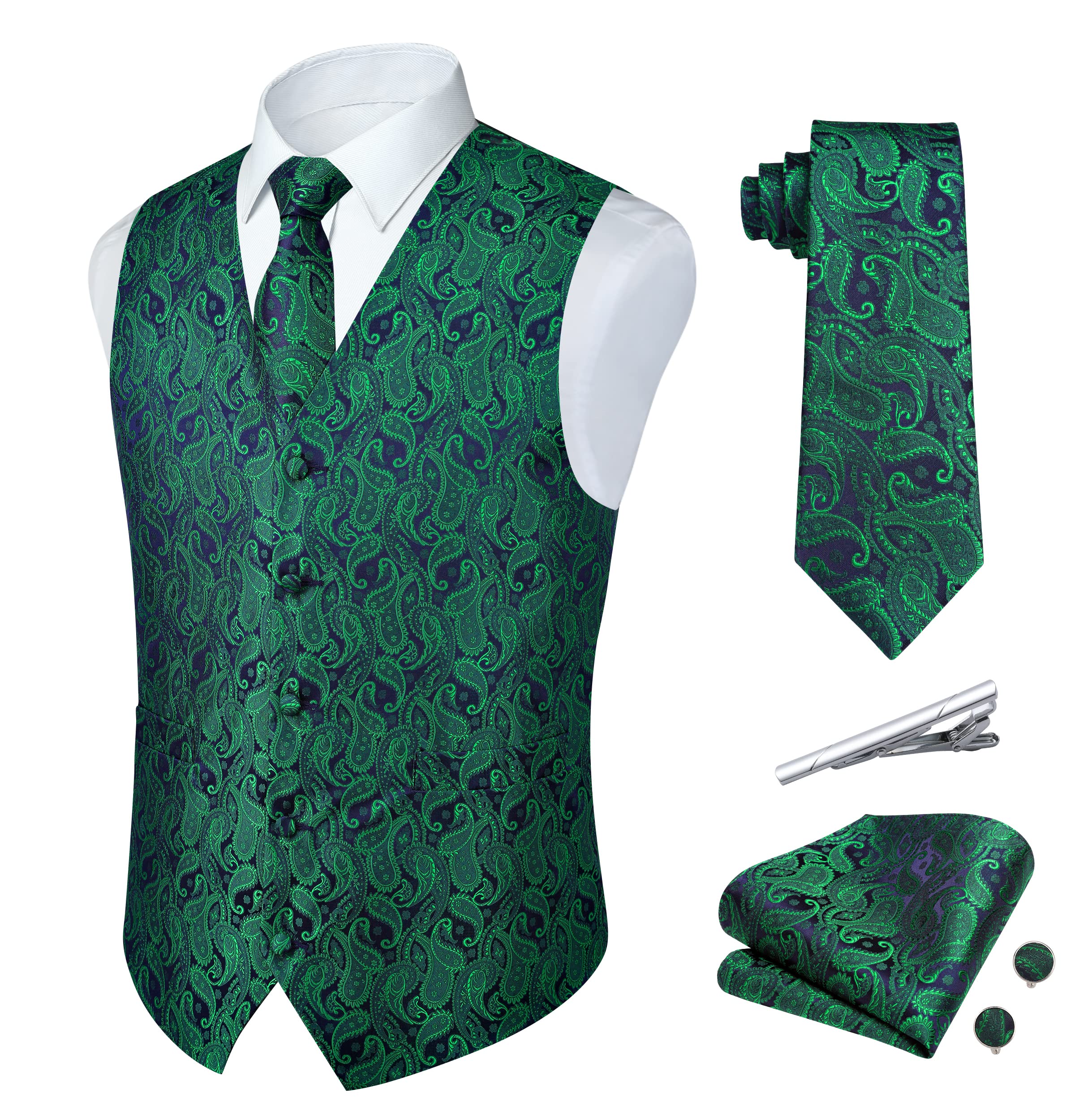 Men's Silk Paiscoat Set - Green XXL-image-dada2ca3-2ece-4302-8f11-9033b1cf50fd-104358