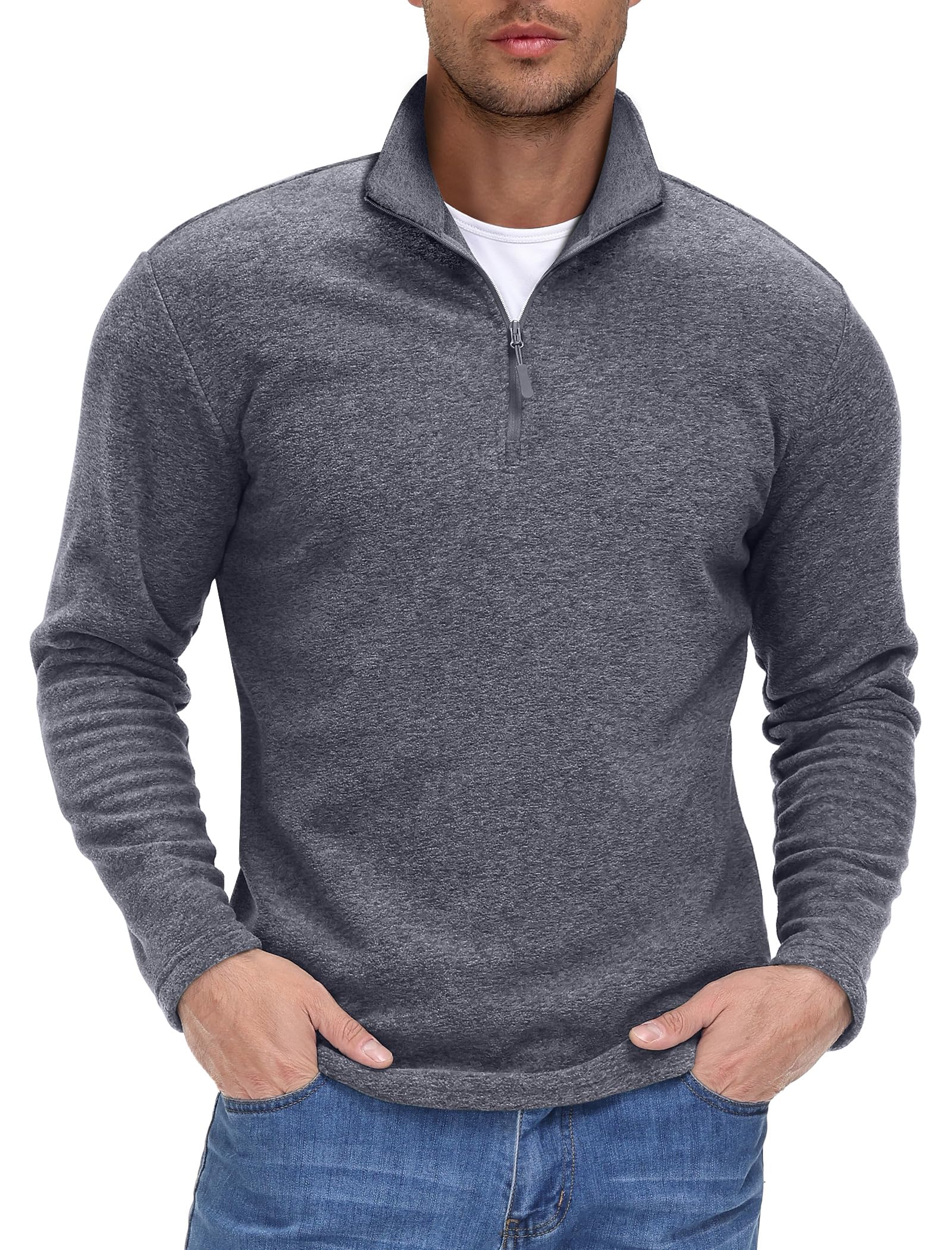 Men's 1/4 Zip Fleece Jumper - Dark Grey S-image-db0ae12e-02fb-4d64-8153-0dd1c2fdbd54-104176