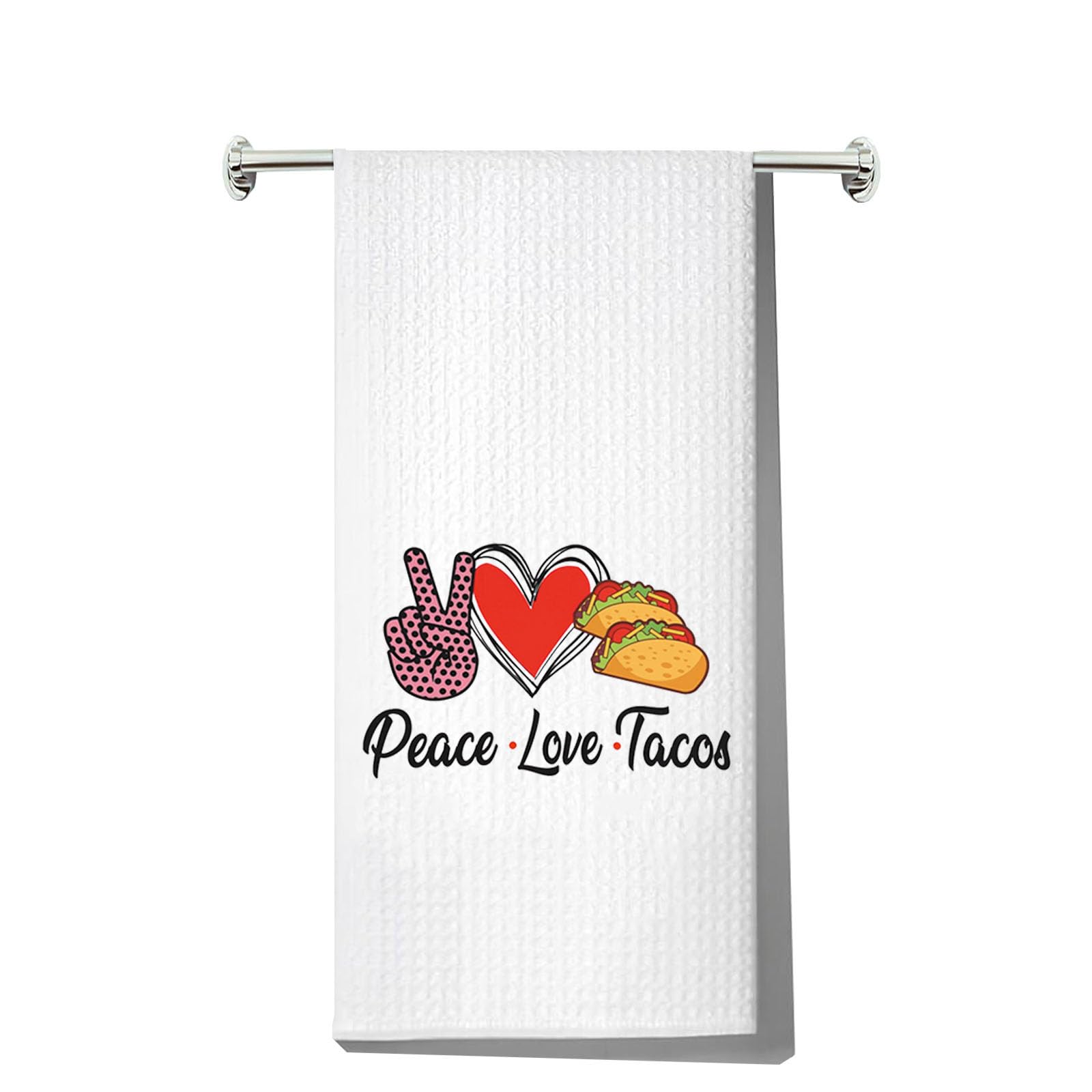 LEVLO Funny Tacos Kitchen Towel Tacos Lover Gift Peace Love Tacos Tea-image-c2436733-6a96-41e7-816c-95e44bb6d650-58836