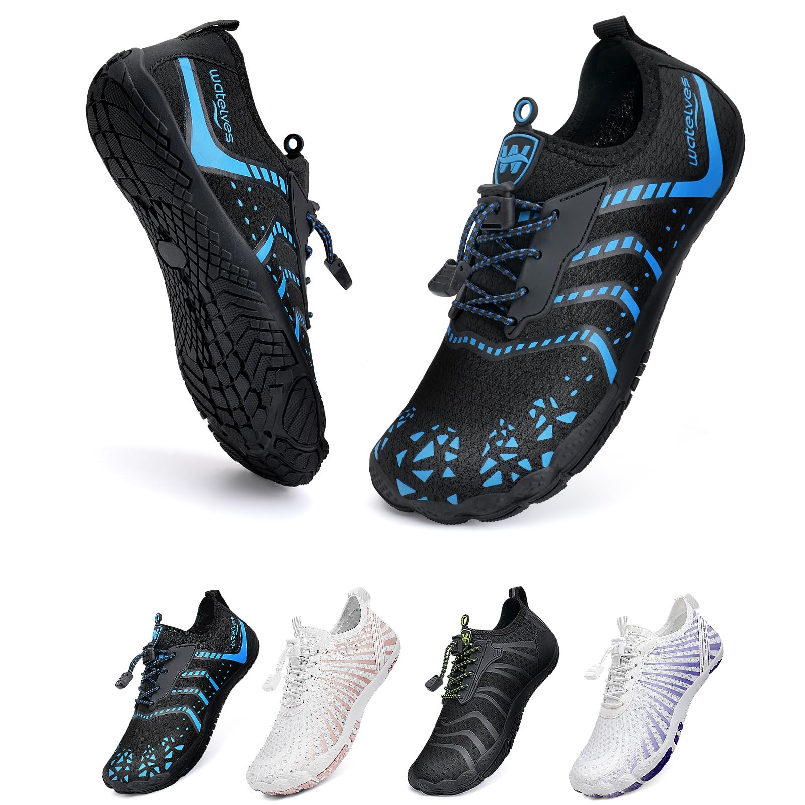 Unisex Barefoot Water Shoes - Black Blue UK 9.5