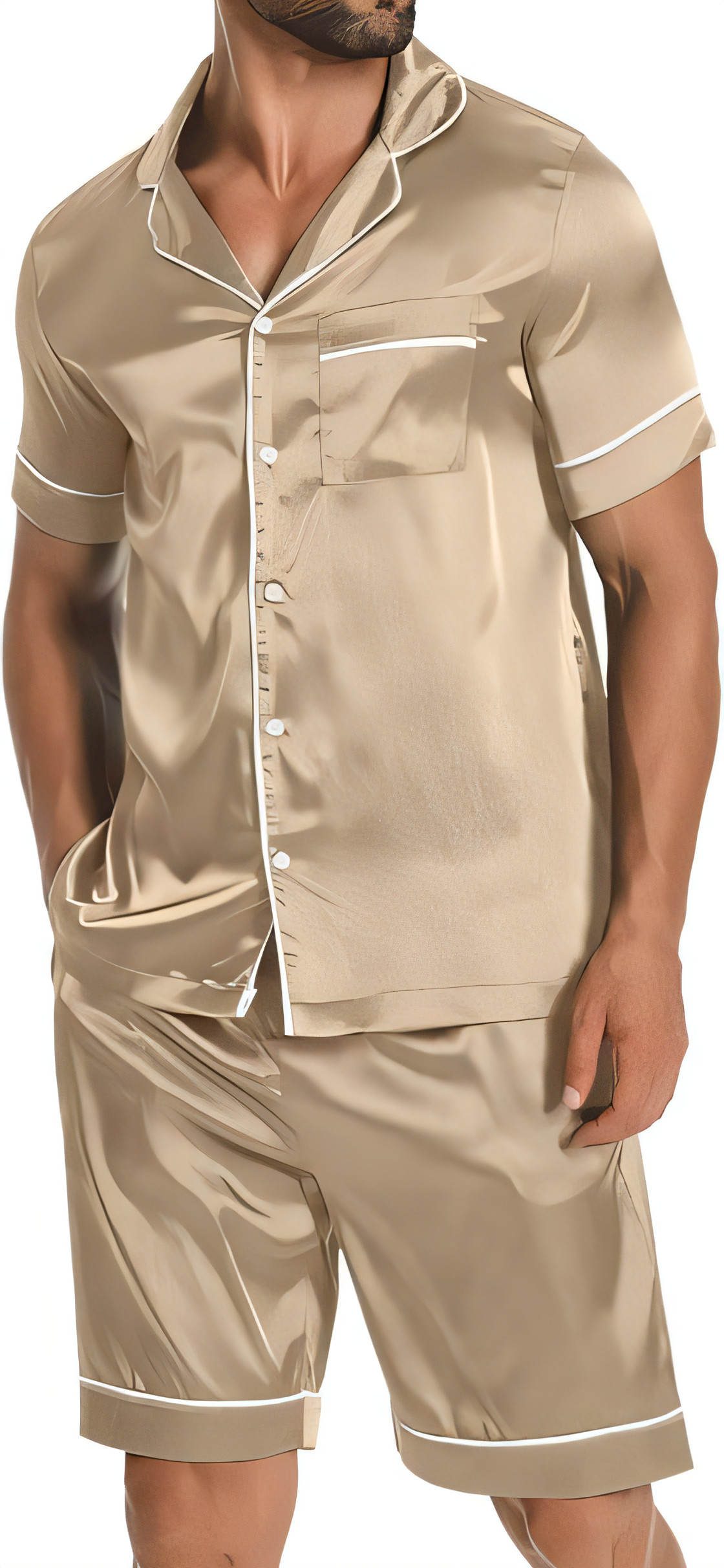 Men's Silk Satin Pyjamas Set - Gold XL-image-5b39f0fe-0271-4dc6-8c1c-0bd916bed7c5-109612