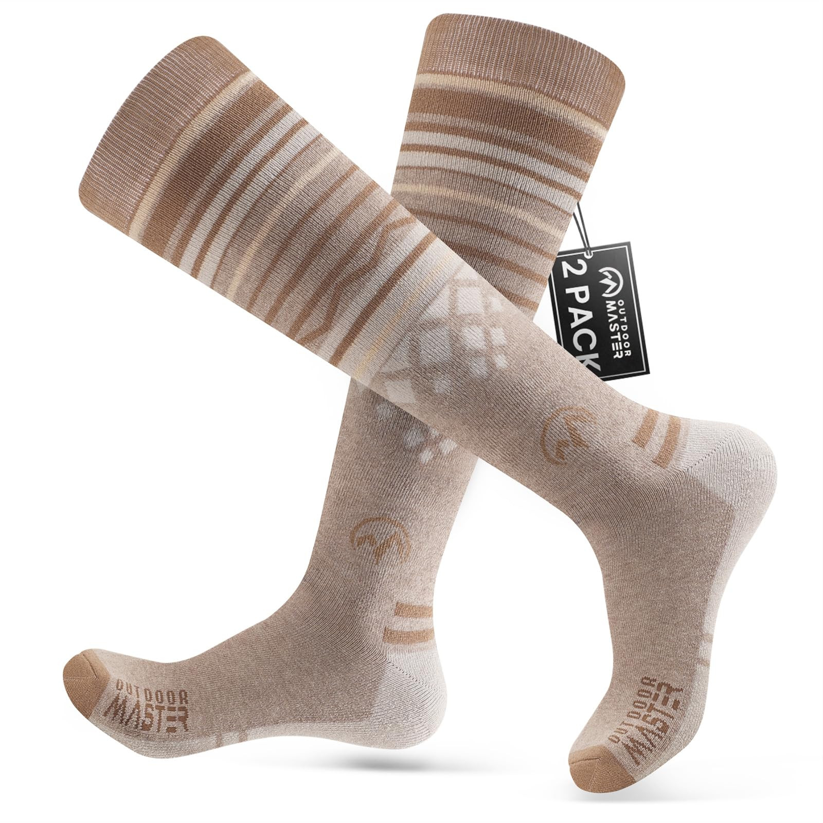 Merino Wool Ski Socks - Khaki L-image-d0f83cce-7cb3-44ba-b6b4-40d096f7efb2-268435