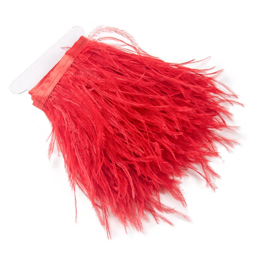 Ostrich Feather Trim Fringe 3 Yards - Big Red 03#-image-7c747e4a-9fbf-4335-bfb8-50eea3354aab-125683
